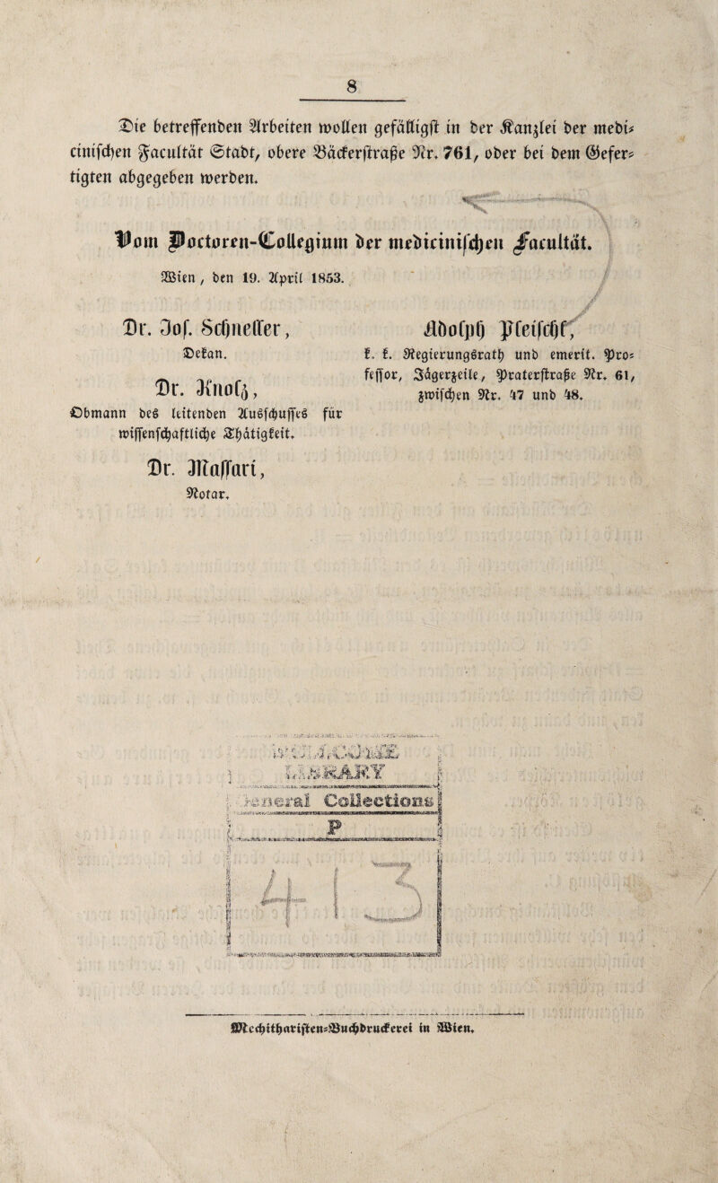 £>te 6etreffettben ^Irbetten motten gefätttgtt tn ber $an$(et ber mebt* ctntfcfyen ^acultät @tabt, obere Sßäcferflxage 9?r. 761, ober bet bem $efer* ttgten abgegeben merben. l*om Pnctm^n-CoUe^ium ber mebirinifdjeu ^aculiät. flöofpl) JTfeifcOf; ?. f. 3?egierung$ratt) unb emerit. $ro5 feffoir^ Säger&etle, 9)raterftraf5e Sfr. 61, jwifcben 9fr. 47 unb 48. ®r. 31ta!]ari, Sfofar. 2Bten, ben 19. 2ty>rü 1853. ®r. 3of. Sdjneirer, ®efan. Dr. 3{no4, Obmann be§ leitenben 2tu6fdjujft;$ für nnjfenfcfyaftlicbe Stydtigfdt. -, --m . '-v k , #.r, >.*«» ;y >• . 4» $ *’1.,\;. f- i1-' %■:* \; M i Awlwfe^ £ L1BMARY | . \:v.-5i.*«afta:■ ..».ja; . ?-4Ä« er&l Coll$ctions I ■' •••«J'iS'WJ.’ÖWiC. ; Jr g 'X rrs^-i-MssK&ÄfliwßsaMHiieäaBfl^^ <? SJfedjtt&adftensiöw^&rutfeird in Sötcn.