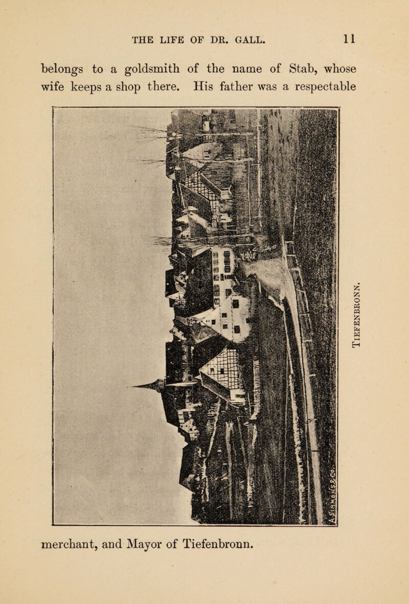 belongs to a goldsmith of the name of Stab, whose wife keeps a shop there. His father was a respectable merchant, and Mayor of Tiefenbronn Tiefenbronn.