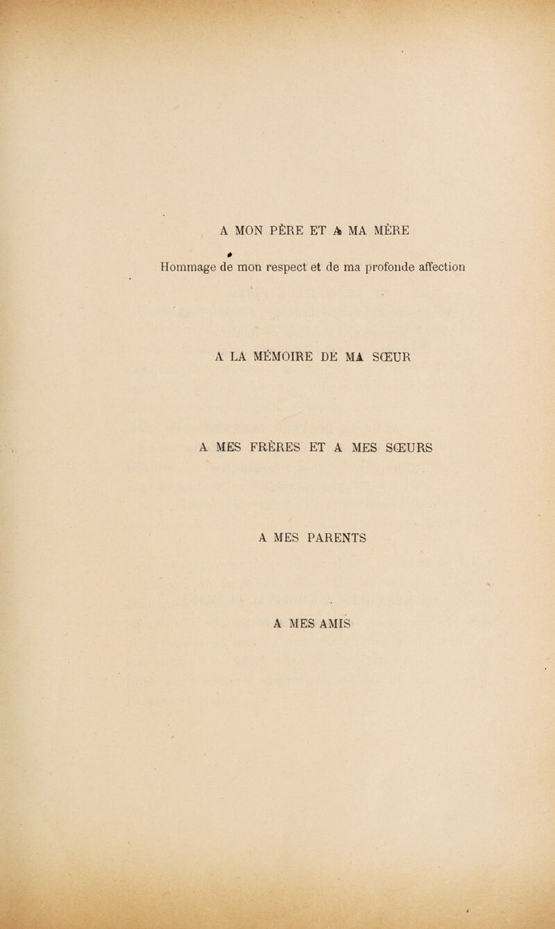 A MON PÈRE ET A MA MÈRE # Hommage de mon respect et de ma profonde affection A LA MÉMOIRE DE MA SŒUR A MES FRÈRES ET A MES SŒURS A MES PARENTS A MES AMIS