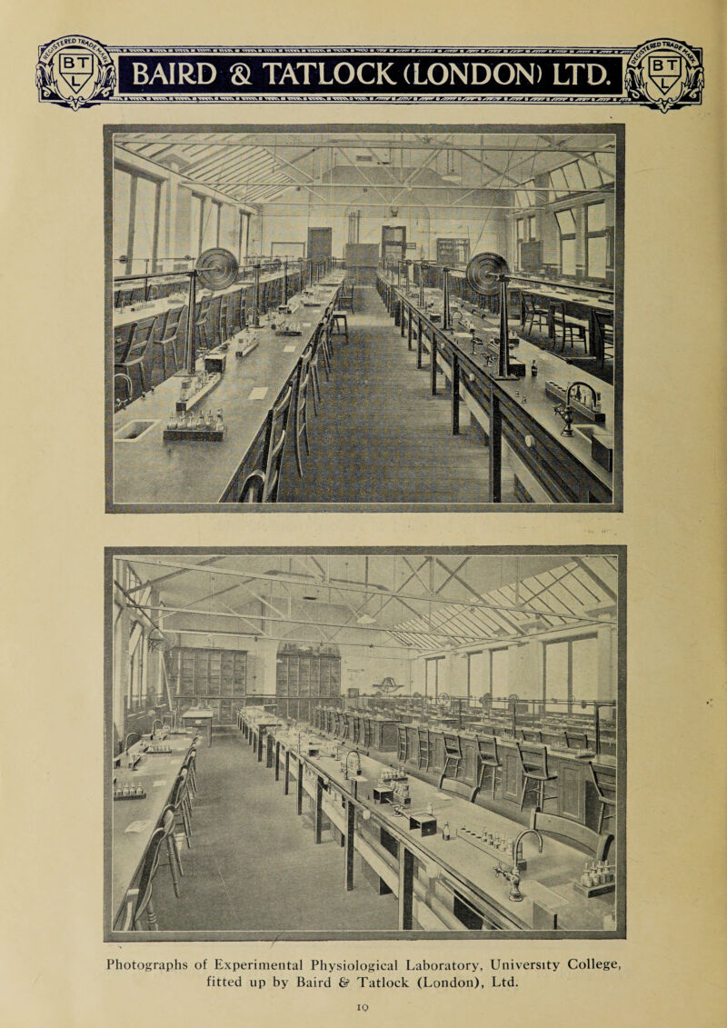 -tREDTfe,- BT BAIRD & TATLOCK (LONDON) LTD. 9£DTR«0 BT Photographs of Experimental Physiological Laboratory, University College, fitted up by Baird & Tatlock (London), Ltd.