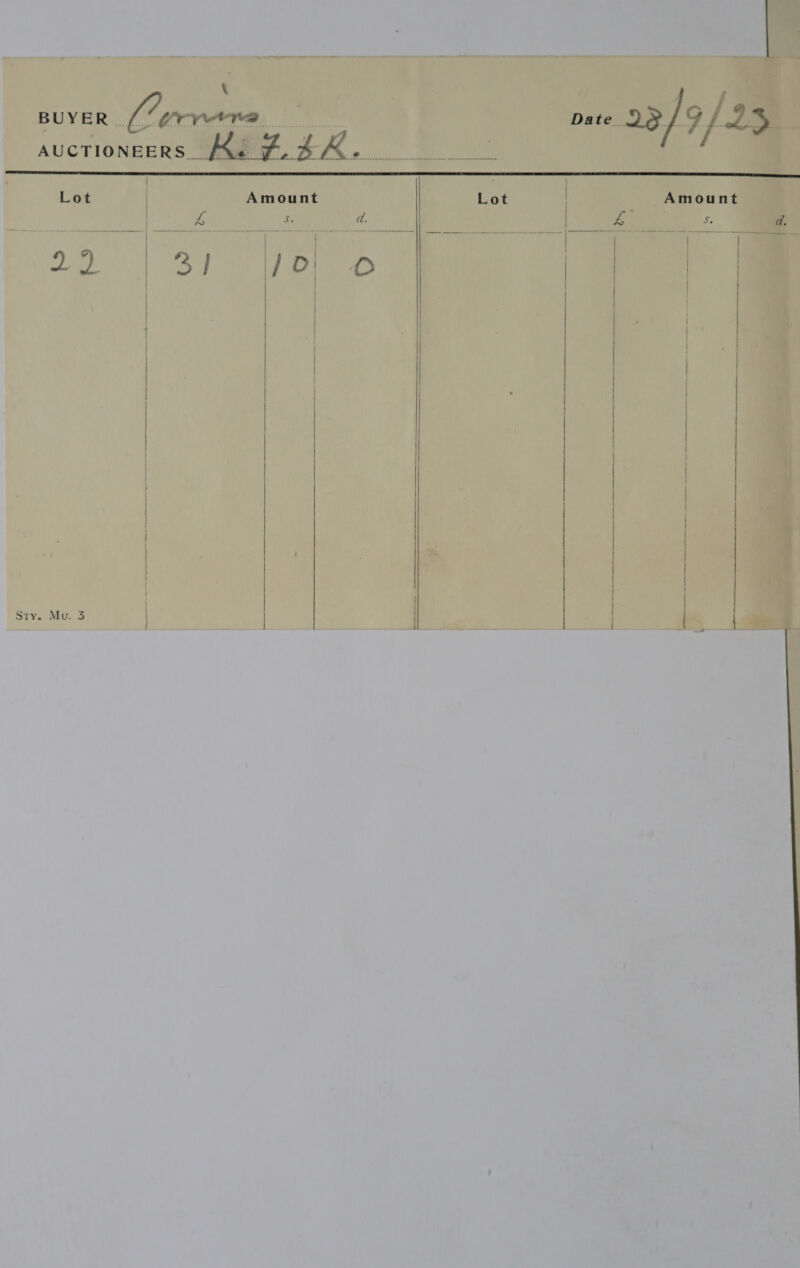 Lot Sty. Mu. 3   Amount Ae 10        pen ne nner mate as ener = :