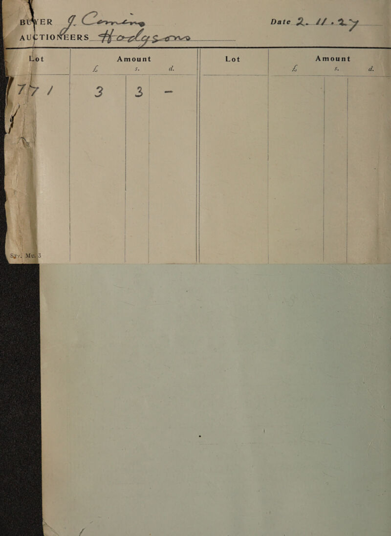 » | te ~ AUCTIONEERS _. was coc tp $< me aes.      Amount Lot | Amount &amp; s a. | es 5 d. i | | is %) | 3 35 Ea | | : | | |     | | | | | | | | | | | | | | | | | | |  