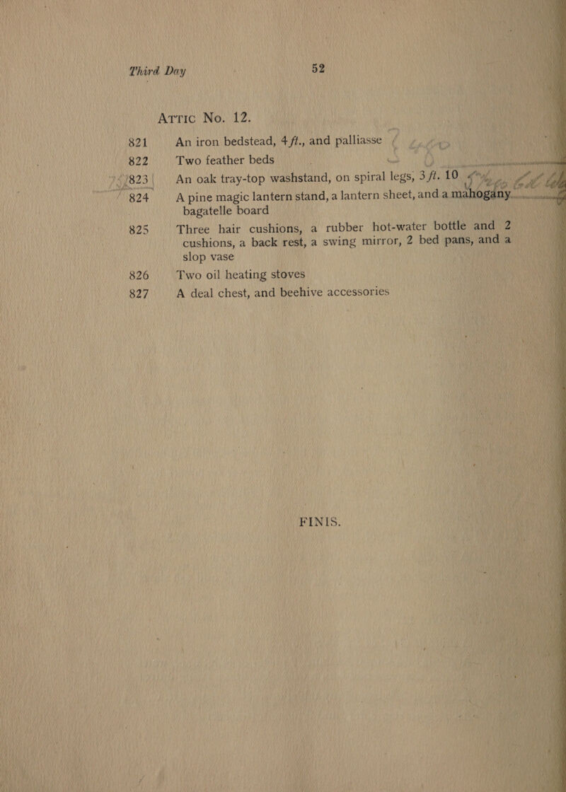               Nei . ih a Artic No. EEO STEN ea PAD RRORREN ON SVAN AC WR gat An iron. Reasteade 4 Uy and paliasse eg ‘ i Ruy Vg22'' Two feather beds BRM A RAN ee hee aN _ An oak tray-top Gee ena, on spiral legs; Burts 10. TUM EARL A pine magic lantern stand, a lantern sheet, and n ASEAN AR bagatelle Hoard igen inc AWA NAKAI CU? EB 1) Three hair cushigns, la ‘hbbee hot-water. bottle a CALE nM NR CTE cushions, a back test, a swing mirror, 2 bed pans, ; aCe OSE RU ES OS may slop ase 0 ae | A HeLa nea 826 Two oil heating stoves We Le 1 ead A deal chest, and beehive accessories Lh ) Pa AM TRE aa i Nai ie eN Ls | 1 OST 2p i Ais} A LN CR) De Ch NEAL AMR MMA G7) . i Mate hua yi MRA sve!) Hi Wn La - ) on ii , P rh  