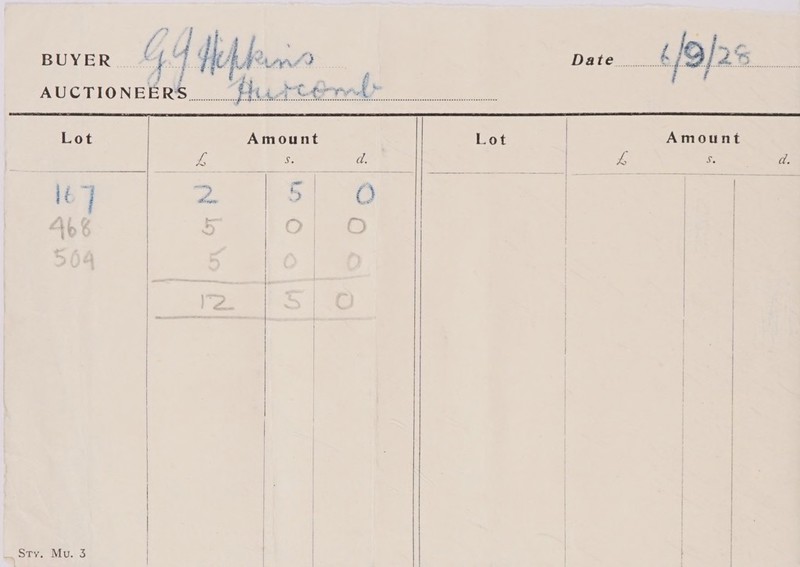 BUYER CY : ‘ HAJ anf Date é 2 / 2% f ' f AUCTIONEE RS ; ar ition seesecesescseccccoenSecsepucrteceOcavcdhsncccsasscsdaccscesencccccesersucesescasesscssesesseesescesesesessesscserssssssssssses Amount Ss da.  | S. rit owe | . Pig - a St . sits Sa “ f | 4 | tras . 2 f } | = | r ) £ t | | | | } | | | | } | |  Sty. Mu. 3   