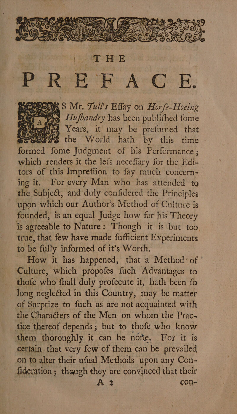 eroo, S Mr. Tull’s Effay on Hor/e-Hoeing Ts Hu/bandry has been publifhed fome mex Years, it may be prefumed that , goa the World hath by this time inet fome Judgment of his Performance ; which renders it the lefs necefiary for the Edi. tors of this Impreffion to fay much concern- ing it. For every Man who has attended to the Subject, and duly confidered the Principles upon which our Author’s Method of Culture is founded, is an equal Judge how far his Theory is agreeable to Nature: Though it is but too, true, that few have made fufficient Experiments to be fully informed of it’s Worth. _ How it has happened, that a Method: of Culture, which propofes fuch Advantages to thofe who fhall duly profecute it, hath been fo long neglected in this Country, may be matter of Surprize to fuch as are not acquainted with the Characters of the Men on whom the Prac- tice thereof depends ; but ta thofe who know them thoroughly it can be noe, For it is certain that very few of them can be prevailed on to alter their ufual Methods upon any Con- fideration ; theugh they are convinced that their A 2 en SOR