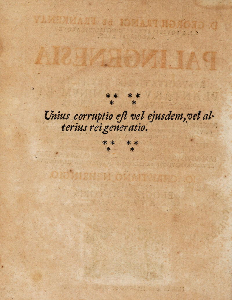 0 * >ft * * * * Unius corruptio ejl Del ejusdem, Del ah terius rei generatio. * * * *