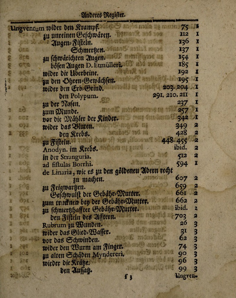 Ungvenrum föt&fs bttt $tÄRrpfl •' *• ju uttteinett ©efc&wawt- -äugen* ©cbmetfe«. zu f$w4ricf)ten 2togett. böfctt 2Utgett D. EtmüllerL tüiiw bre llberbdttc. |t» ben ü&teRj@ew<i(f)fttt. 8Hbec ben sjrk®tinb. 1 Den Polyputn. jtt bet 9?<*fett. jumSöiunbe. »er bi« S0?«$et bet Äinbft tbibet b«S QHüten. bcti$te&& Anodyn. tttt Äteb#. = ' m btt Stranguria. ad fiftulas Borrhi. de LinanaT tbie e£> JttbW gplbettCU3(bettt UÜ)t jumpen. m 5cfgi»RV|en. @e|d)tbulß bet ®c&af>t*CO?uffet. gum ttmmtt bet) bet: @eb«|jt*Q&uffe& I« fcf)met^()afftec @cb4^9jjwtfw. beti gtjldn beg 21ffietn* Rubrum jtt 3SllttDett' »tbet ba$ ©liebdÖJaffet* *>ot bas Strombett, föibcr ben 3Burm am ^fttger- ju alten @cl)4bett .Myndereri, webet b»eÄt4f$e. bw3fop§* f l 607 6?9 661 662 ibid. 7°3 2 6 31 62 74 9l 96 99 2 2 ■ 'T* 2 2 Z 2 3 3 3 3 3 3 3 Ungyea« V