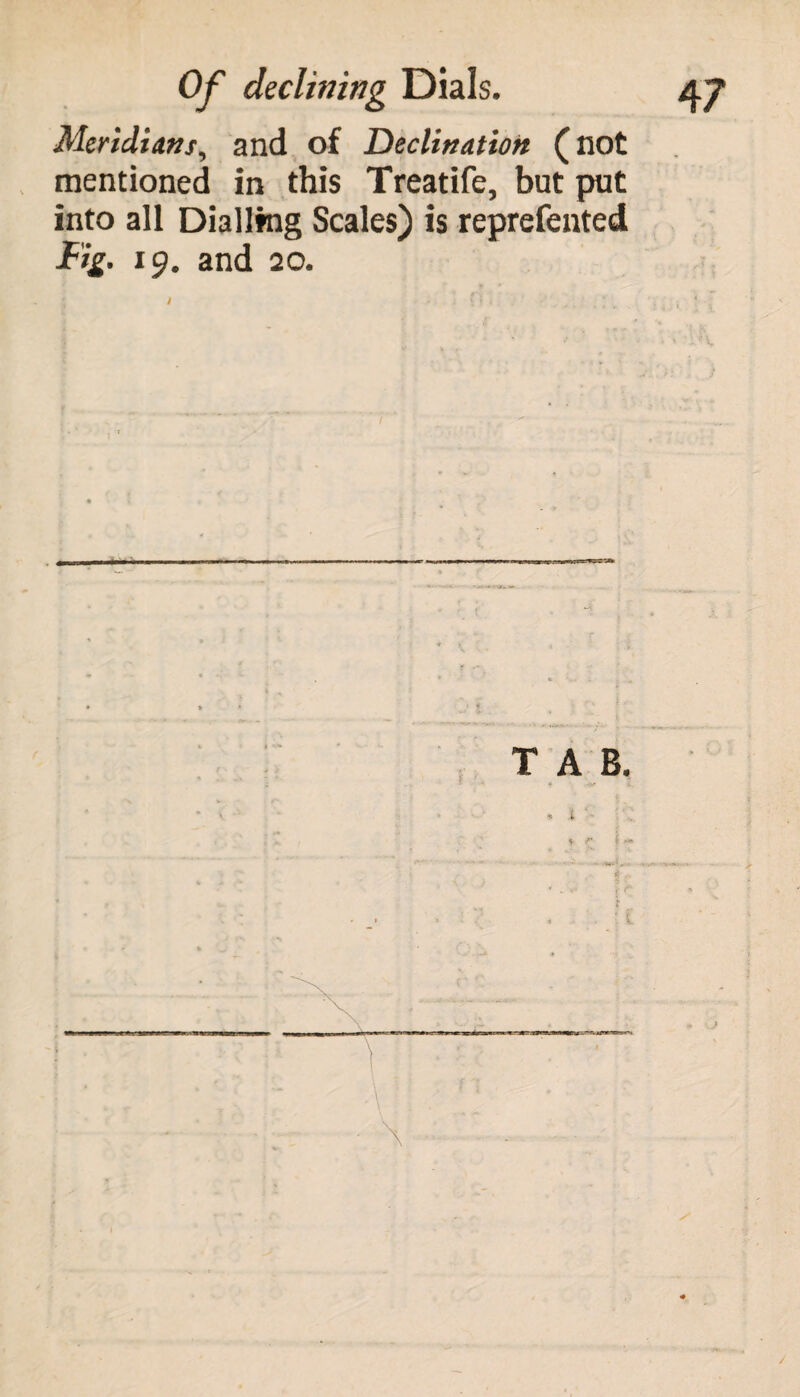 Meridian/, and of Declination (not mentioned in this Treatife, but put into all Dialling Scales) is reprefented Dig. ip. and 20. J