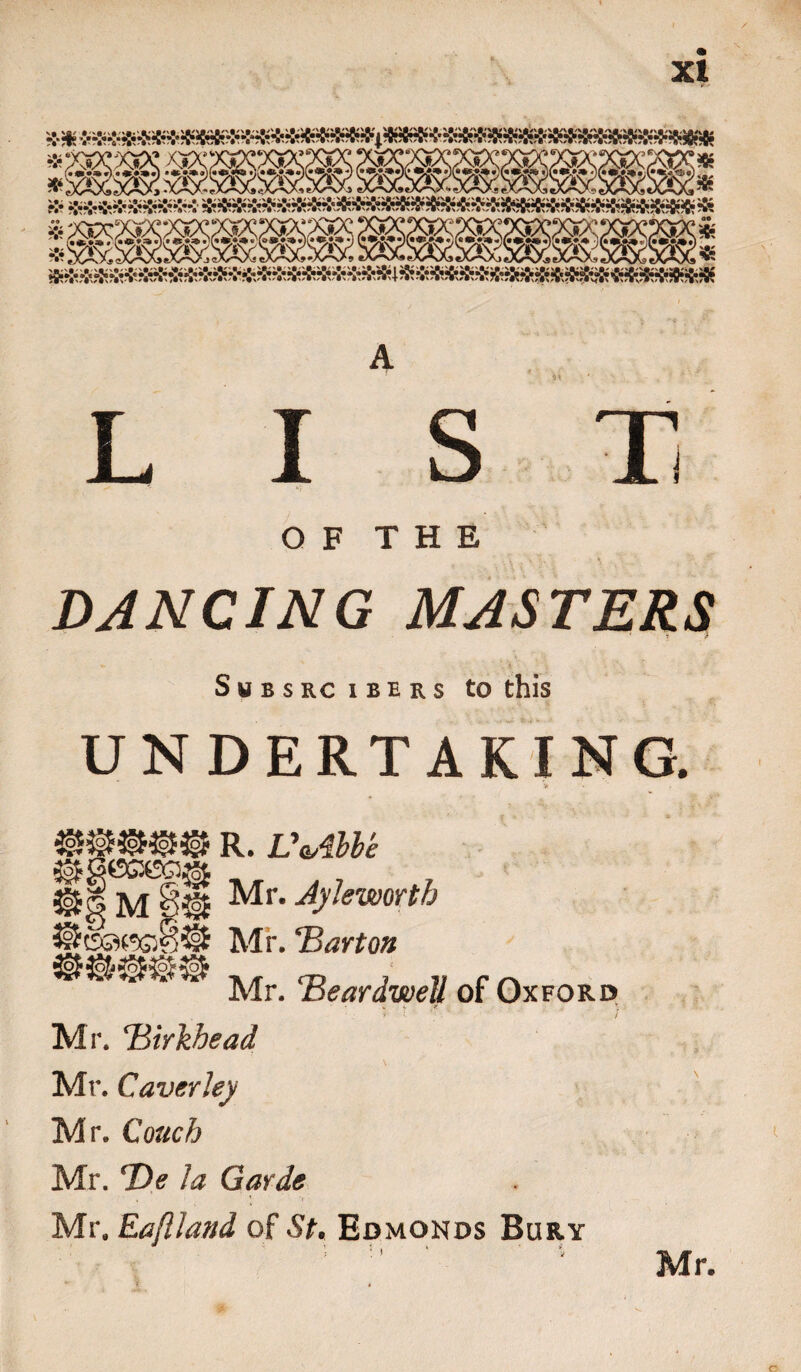 g g g g g r««r*a»i •)> «►>=*•)('*»•••»u®*)i**) ^*!v^“^vvvvrtr^:vr^vvvv%*^”!vIv!*v'rJrjf^v^v^^^'v*Ji>;-!{>r^^“;<r<;*-{*-5*i;-i^i{*i5» L I S Ti DANCING MASTERS SwBSRC IBERS tO thlS UNDERTAKING. R. Vvibbe ®$e»xa® ®|m§@ Mr. Aylewortb ®®awsi§@ Mr. ‘Barton Mr. ‘Beardwell of Oxford . Hirkhead \ . Caverley . Couch . T)e la Garde . RaflJatid of St, Edmonds Bury Mr.