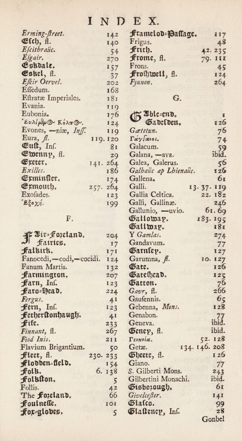 Erming-fireet. 142 Frame! 0&=f2>afTage* md), fl. 140 Frigus. Efcithraik. 54 Fritl}. E/gair. 270 Frornc, fl. <£sfet>aie. 157 Frons. Csftel, fl. 37 FrofltfBell, fl. EJkir Qervel. 202 Fynnon. Efledum. Eftratae Imperiales. 168 181 G. Evania. Eubonia® 119 176 ^ d&afcefben* &vXtfyj©* KoAflr(§K 124 Evones, —>ni^, Injf. 119 Geetetun. Eura, ^7. 119, . 120 Tdy[ot\6i. Clift, Inf. 81 Galacum. tiftoenn?, fl. 29 Galana, —ava. fleeter. 141. 264 Galea, Galerus. Exilies. 186 Galhaiic ap LbUnauc. Cicminfter, 174 Gallena® <£?cmoutb» 257> 264 Galli. 13. Exofades. 123 Gallia Celtica. » c 5 / £fe^. >99 Galli, Gallinae. F. 4p^ir^iFo?eiani3, -J* frames. 204 Gallunio, —uvio. (0aiioiooaF. <!B>aUtoa?» Y Gamlas. 17 Gandavum. ;ffal&irfc* (Smrnfcp. Fanocedi,—codi,—C0cidi. I24 Garumna, fl. Fanum Martis. ! 32 <E5ate. Farmington, 207 <0atefl)caT>» ^Farn, Inf. 123 dbatton. Faro-l^eaD, 224 Gavr, fl. Fergus. 41 Gaufennis. Fern, Inf. *23 Gehenna, Mens. Fetter ftontmugb* 41 Genabon. ^Fife. 233 Geneva. Finn ant, fl. 26 7 c0enep, fl. Fiod Inis. 21 I r ev&vict. i17 42, 23 c 79. ME 4S 124 264 £ 126 74 56 IZ&> 6l 37* 119 22. 10 Flavium Brigantium. Jrlzzt, fl. ^iobben-fleib, ^PoiHftoUt Follis. The ;ffo?eiattb, ^ouineffc* ^o£--giot)eis» 50 Getse. 230. 233 (0l)eete? fl. 154 Giano. 6. 13 8 S. Gilberti Mons. 5 Giibertini MonachL 42 (Ensbojougb* 66 Givelcejler. 101 d^iafco. 5 (tftaftcnep, Inf. 52 134.146 61.69 183. 195 18s 274 77 127 izy 126 125 76 266 65 128 77 ibid. ibid. 128 208 1 26 77 *43 ibid. 6t 141 99 28 Gonbel