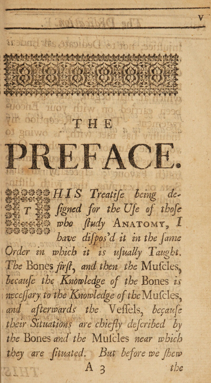 THE .: ; , ■ -■ ■ >■* - * *y mmmis umg <& l| t II f&ned for the ufe °f th*fe mho (ludy Anatomy. 1 have dtjgos a it m the Jams Order m which it is usually Taught. The Bones and then the Mufcles? hecaufe the Knowledge of the Bones is necejfary to the Knowledge of /i^MufcleSj and afterwards the Veflfels, befaufe their Situations are chief y dejcribed by the Bones and the Mui’cles near which they are fituated. But before we fhcw> A3 ' the