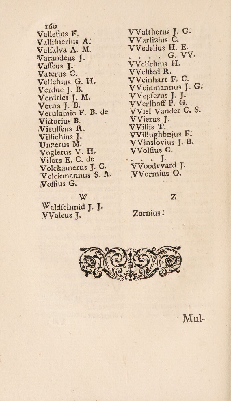 i6o Vallefias F* Vallifnerius A• Valfalva A. M. Varandeus J. Vafleus J. Vaterus C. Velfchius G. H, Verduc J. B. Verdries J. M. Verna J. B. Verulamio F. B® de Vi&orius B. Vieuflfens R. Villichius J. Unzeras M. Voglerus V. H» Vilars E. C. de Volckamerus J. C. Volckmamms S. A« sVoffius G. W Waldfchmid J, J- vWaleus J* VValtlierus J. G. VVarlizius C. VVedelius H. E. . . . . G. W. VVelfchius H. VVelfted R. VVeinhart F. C. VVeinmannus J. G. Wepferus J. J. WerlhofF P. G* Wiel Vander C. S. VVierus J. VVillis T. VVillughbaejus F. VVinslovius J. B- VVolfius C, . . . . J- VVoodward J» YVormius G, Z Zornius Mul-