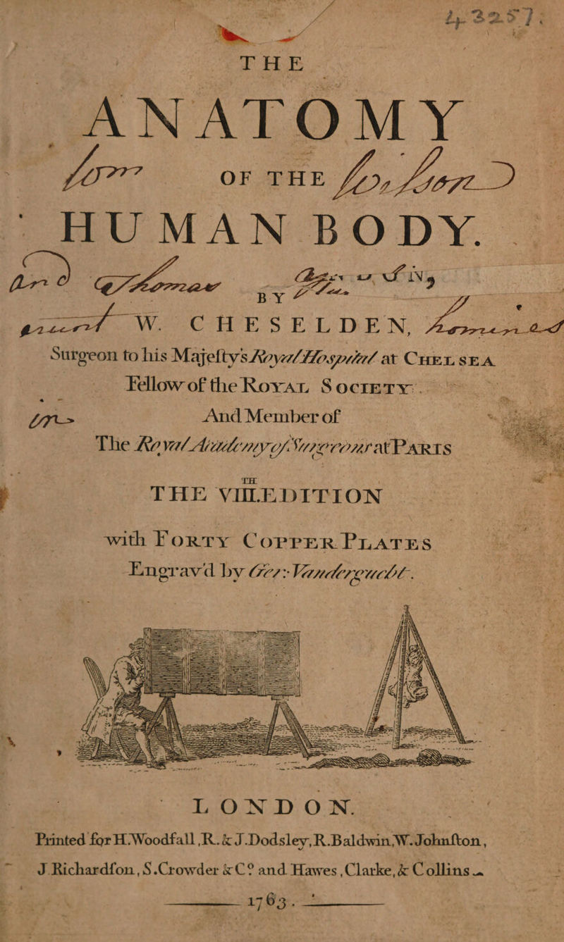 ~ | yp 2 EE ANATOMY fy OF rus fp, a HUMAN BODY. pies gle 7 ae ny 7 ee We CHES EL DEN Surgeon to his Majeltys Royer/Hospiitel at CHELSEA Fellow of the Royan Socrety. so SEN ie And Member of : , ' Gh ee The Xe Vee MUMMY Of SUROTORS atParts THE VUILEDITION with Forty Coprer PLATES Hoge Engravd by Ges: Vandergucbt.