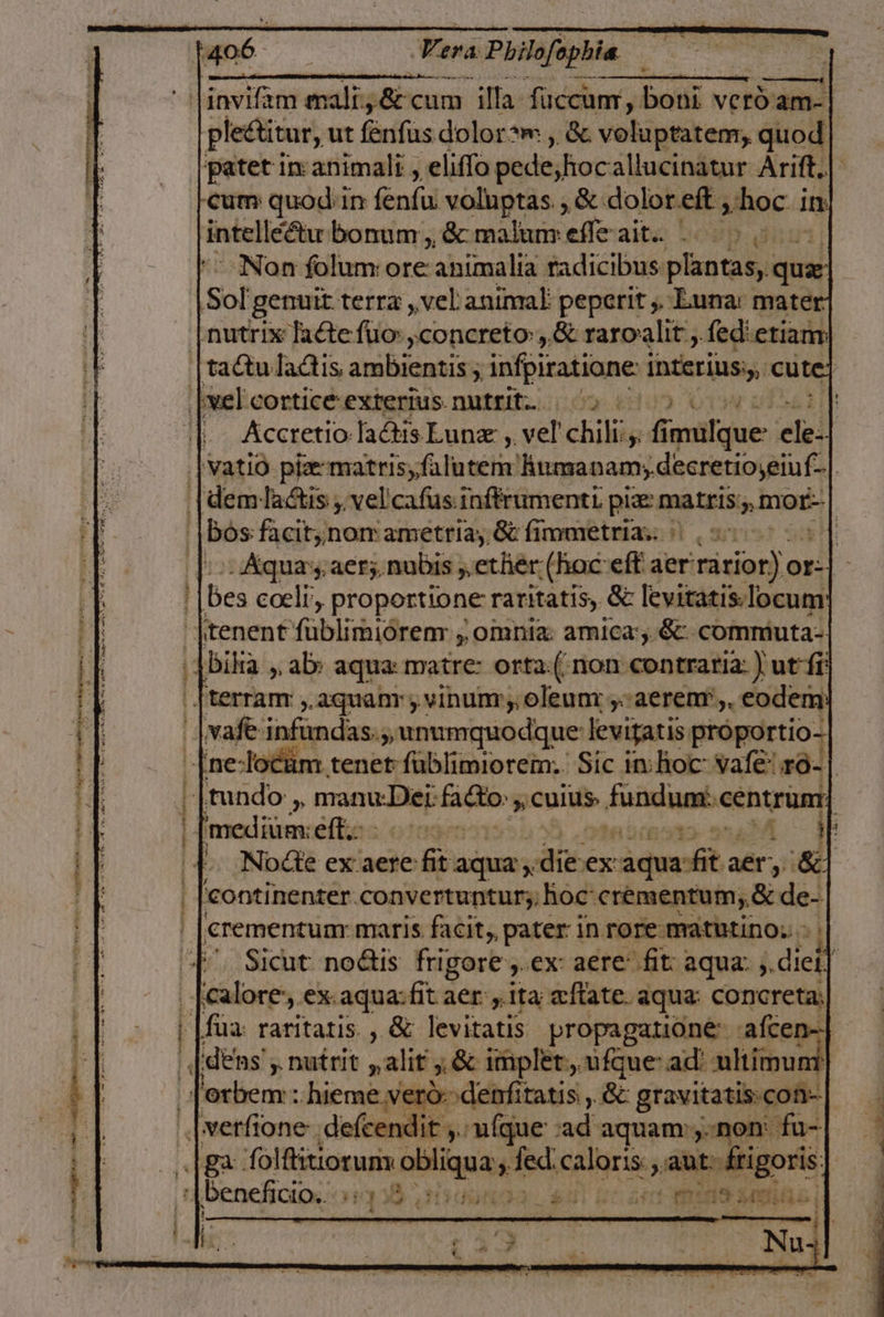 patet in: animali, elifío pedestioc allucinatur Arift.. cum quod: in fenfu voliptas. , 8 dolor eft , hoc 1 Ie intellcótu bonum, 8 malun: De ate Nov dir! Non folum: ore animalia radicibus plantas, di , 'continenter. convertuntur;, hoc: crementum, $ oe calore-, ex: aqua:fit aer, Ita aftate. aque concreta; ndit y, míque :ad aquam»,-non: fu- E