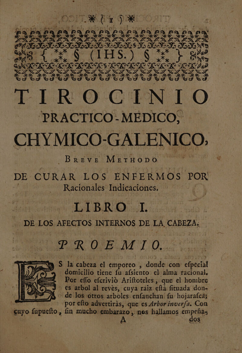 LES S e PS PS 98 ( ig Ad e Aa sn es CN NS ¡ARO O ME —. qe ds ea IS ARA Nin 229 ESA ¡[AE E cs ¡ASS es? ax ESA EX gx e%% TS ESA IS A ESA, EgX etA EA ES ETA LS ESA s% NIO o CHYMICO-GALENICO, —_Bxreve MeETHODO DE CURAR LOS ENFERMOS POR Racionales Indicaciones. LIBRO LI ER O O TA Ny S la cabeza el emporeo , donde con efpecial domicilio tiene fu afsiento el alma racional. Por eflo eferivió Ariftoteles, que el hombre Y €s arbol al reves, cuya raiz efta fituada don= . - de los otros arboles enfanchan: fu hojarafcaz dos