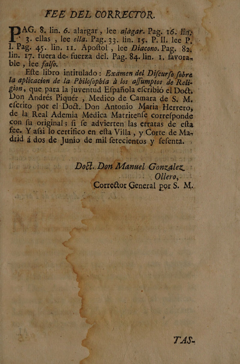 hi . h Y i * Í LS - Dott.. Don. Manuel Gonzalez: o AN Ollero Correttor General por S. M.. e É TAS.