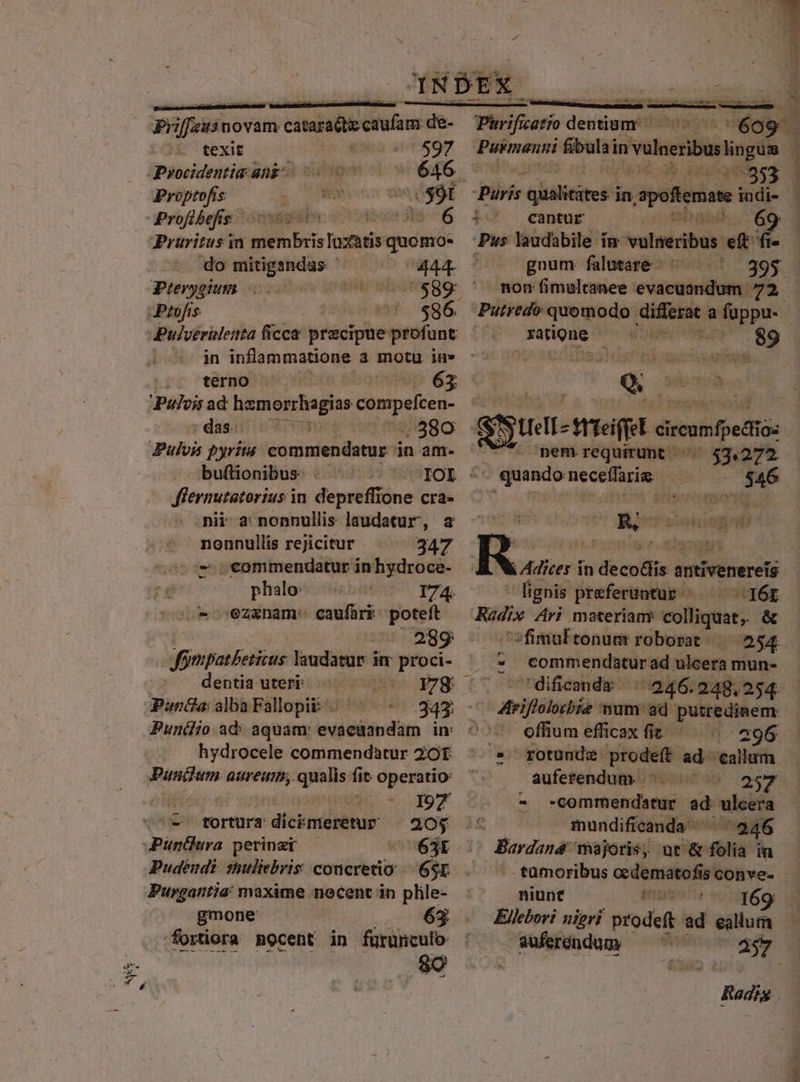 Aes Prifesim novam — de- texit 597 Procidentia ang | oo 0o irn Prüptofis zc NEM ar ug Pruritus in membrisloxatis quomo- do mitigandas ' 444- Ptevygiums 0. $89 Profis ' 586 Pulverileita ficca. precipue profunt ;. terno 65 Pulvis ad epp compeíten- : das. c ,380 Pulvis pyrius commendatur in am- buftionibus . - ffernutatorius in depreffione cra- nii a: nonnullis laudatur, a nonnullis rejicitur 2 -- commendatur inhydroce- phialo: 74. - .ezanam:: caufüri poteft nip laudatur im proci- dentia. uteri: PandasalbaFalopib C hydrocele commendatur 2Of Pundam clip qualis fit operatio: : 197 v^ forturs dicimeretur — 205 Punüura peringr — Pudéudi: thuliebris cmilderis 65r Purgatitia! maxime nocent in phle- gmone 65 fortiora Rocent in furüriculo: 8o em vé gnum falutare 395 non fimeltanee evacuandum 72 — Putredo quomodo. differat a fuppu- - Marioge 5 Qi sva gyuar- -Wieifiet óreumfpedt  pem requirunt - i^ 1130075. . quando neceffarie | $46 R, Faven —M—€— Ie in decoGlis antivenereis lignis preferuntur ^.^ 16r Radix Ari materiamy colliquat, &amp; ^sfimultonum robozat | 254. : commendatur ad ulcera mun- - dificande | 246.248.254 Hriflslncbia num ad putredinem offium efficax fit 1-496 gotundze Qutpis - '€allum auferendum. 257 - Beeitticdedune ad ulcera mundificanda 246 Bardane' Thajoris, üt &amp; folia in -tümoribus cedematofis conve- niunt inaotit «169, Ellebori nipri prodeft ad eallum : - Sufsténdum: MbbeM 57.4 Rodi
