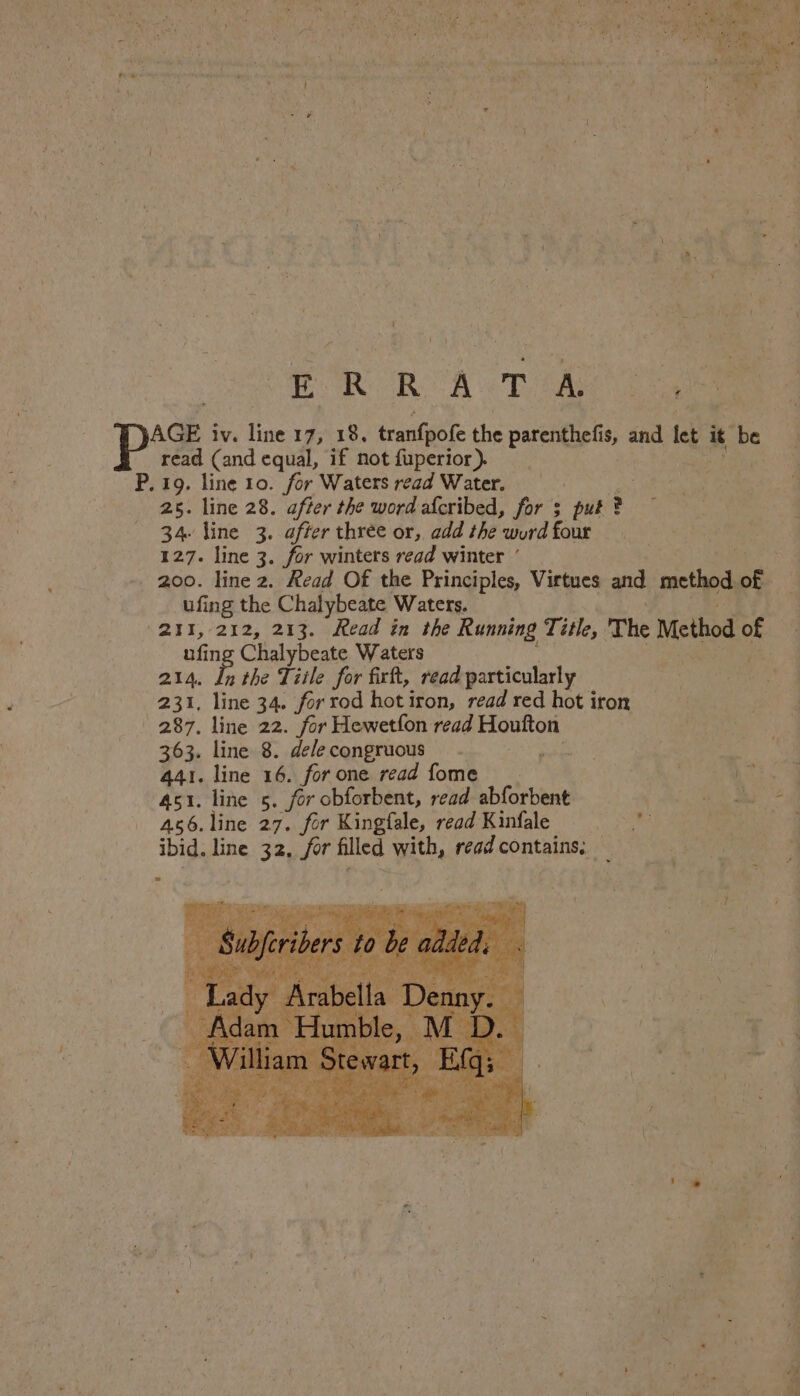 POR OR A Ta ee AGE i iv. line 17, 18, santa: the parenthels, and et i it be read (and equal, if not fuperior). P, 19. line 10. for Waters read Water. a 25. line 28. after the word afcribed, for 3 put ? 34. line 3. after three or, add the ‘word four 127. line 3. for winters read winter ‘ 200. line 2. Read Of the Principles, Virtues and ie of ufing the Chalybeate Waters. 211, 212, 213. Read in the Running Title, 'T he Method of ufing Chalybeate Waters : 214. In the Tiile for firtt, read particularly iy a aS 231, line 34. for rod hota iron, read red hot iron — Li a _ 287. line 22. for Hewetfon read Houfton in ht 363. line 8. dele congruous Sosa Ii | 441. line 16. forone read fome tare 4st. line 5. for obforbent, read abforbent , bb ane 2 as6.line 27. for Kingfale, read Kinfale | ibid. line 32, for filled with, read contains, — 2 ny 