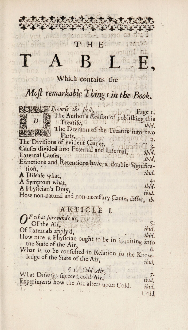 A -AV E, THE T A B L — ^ ; ,\ ; ‘ ; . ; • * * .-’; <.’* ; ■••'. * ' X z' ' Which contains the Mofi remarkable. Things in the Book. the fit ft, '--' p t * D fit TheAothw.Keafonofp^liftia/thi,* n Treatife, *■%>, nJ| % Division of the Treatife int0 'two _ Sr8t$s£> Parts - ■- The Divilions of evident Caqfe, Ti t' Caufes divided into External and Internal, ' jJj External Caufes, htt ^t[oh°nS an^ ^etent*ons ^aVe a double Significa- A Difeafe what, ;^7^* A Symptom what, 4* APhyftcian’s Duty, How non-natural and non-neceffary Caufes differ’t. article I. f~)F what furroHnds us, , . 7 U Of the Air, ' ., .■)• Of Externals apply'd, H«tCoKS 0tl “b' “ w»s i“ > - . thld. xjr7. _ . ^ ^ T. '..Cold j4ir Vv hat Difeafps fucceed cold Air ’ ■> 7ft Experiments how the Air alters ’upon Cold. \H{ * >- iii' I,. , * Cold