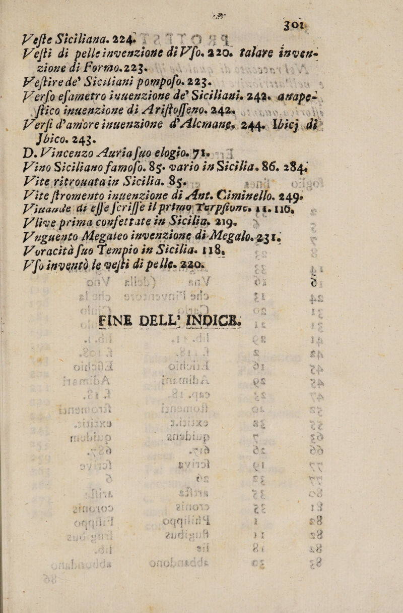 3<>t VejleSiciliana*224* t b T#v fi f c| Vefi di pelle invenzione dì Vfo*%tà* talare inven¬ zione di Formo. 223* v , Vefirede' Siciliani pompofo. 223. Verfo efametro iuuenzione de* Siciliani* 242* anapc- fico imemione di Arijhjfino. 242• Verfi d'amore inuenzione d'Alcmaue* 244* I£/cj Jhico. 243* D. Vincenzo Auriafuo elogio. 71» 1 Siciliano famofo. 8$* ‘iwrio Sicilia* 86* 284# ritrovata in Sicilia. 85. , . r, ;? jlromento inuenzione di Ant* CJmin elio, 249® Viuavde ai ejje JcriJje il primoTorpfiunc* 4 4. no, confettate in Sicilia* 219* Vnguento Megaieo invenzione diMegalo* 231* Voracità fuo 7empio in Sicilia* 118* invento le vejk di pelle* 220* OflV irsi: t ì miV <U . <3 1 f »>. I 3 *••• £'• l -• : • v r.-'/rf't n < * jr < FINE DELL! INDICI. ■ ì rs ■'■4» I. £ 1 «• <5« y ; . i. - • ' i , 1 - .d ! V 11 ls> v J !, 3 ■S t1 • . £ ■ ‘ l l Qlfr/UÀ *31 H iv - €1* * ? v rr ì \ A i • : ~ w * iru r/iiiirv ps S. ~ v ^ O i * 1 i Vi *•' J / ; f v •- • ^ ■» ■ ■: Iff ss* ' i\ ■- i - * r V > . , / - . -i >- u » * - ' i i • • /• -1 i / i ? v4 f bxtì a.bijxs S «> ^ 1 c c lufh 0 aa&Lh,p 5 Ò .V “ t Ò è.t b>y • ■ ■ . • j *,1 / i >,/ • Si y ridi fji r-  ' \ ^ . ' «fv tv. > ^ Vd V V ■v1. # '* ; \ v-j ^ i .1 > . F et i- i .ì ^TIK/IOO € i. 4 V/ * • >■ ■■». t C *: i ;i {•rifili ; 'I oqqiifrìHl 1 Fè 2 ! i t : « ' n ; ’ <M;d:H ì 1 .d;i «e ? 5 H »