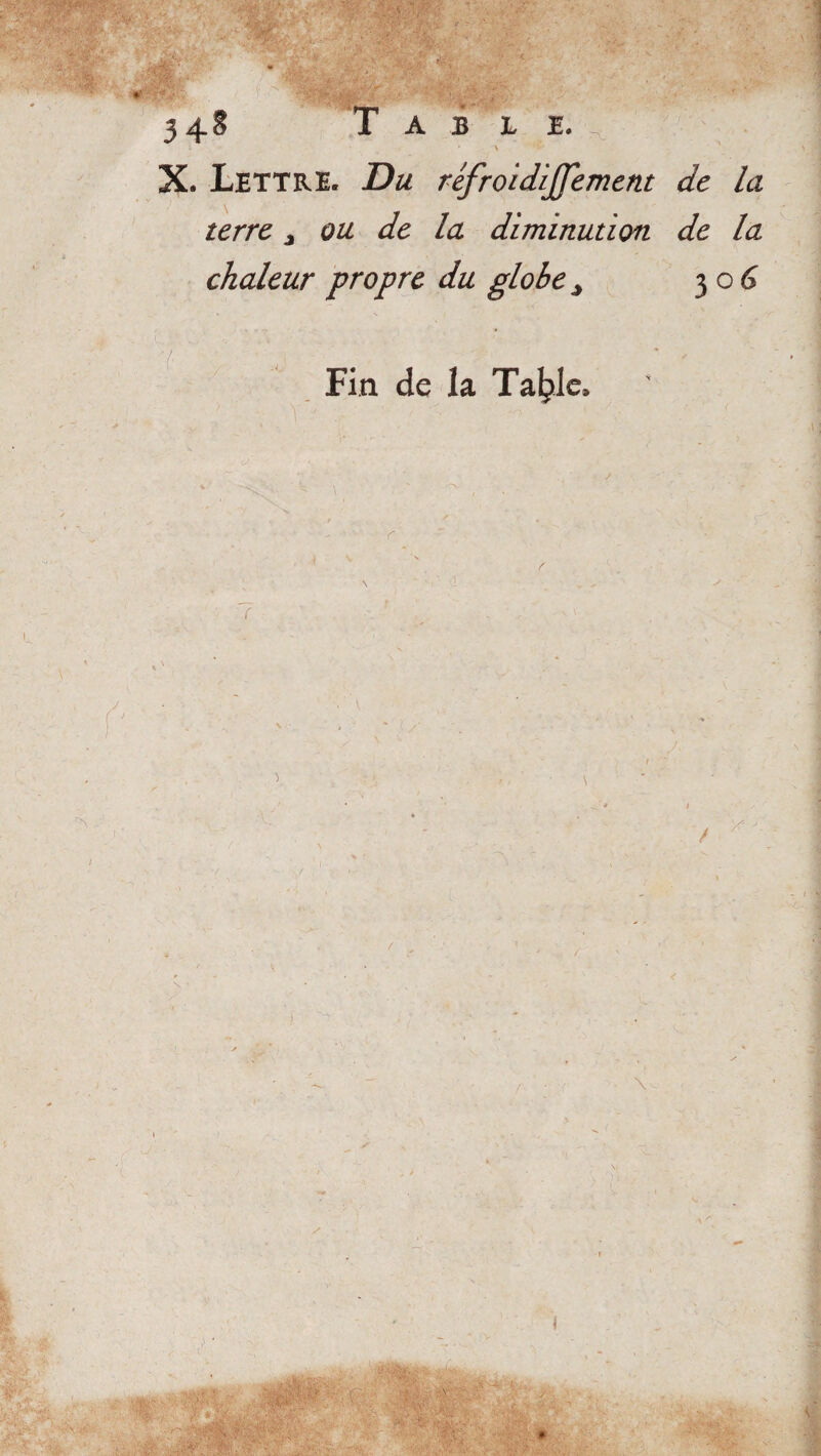 X. Lettre. Du réfroidijfement de la terre ou de la diminution de la chaleur propre du globe > 30 6 Fin de la Tal?le, r f \ ) \ * n.