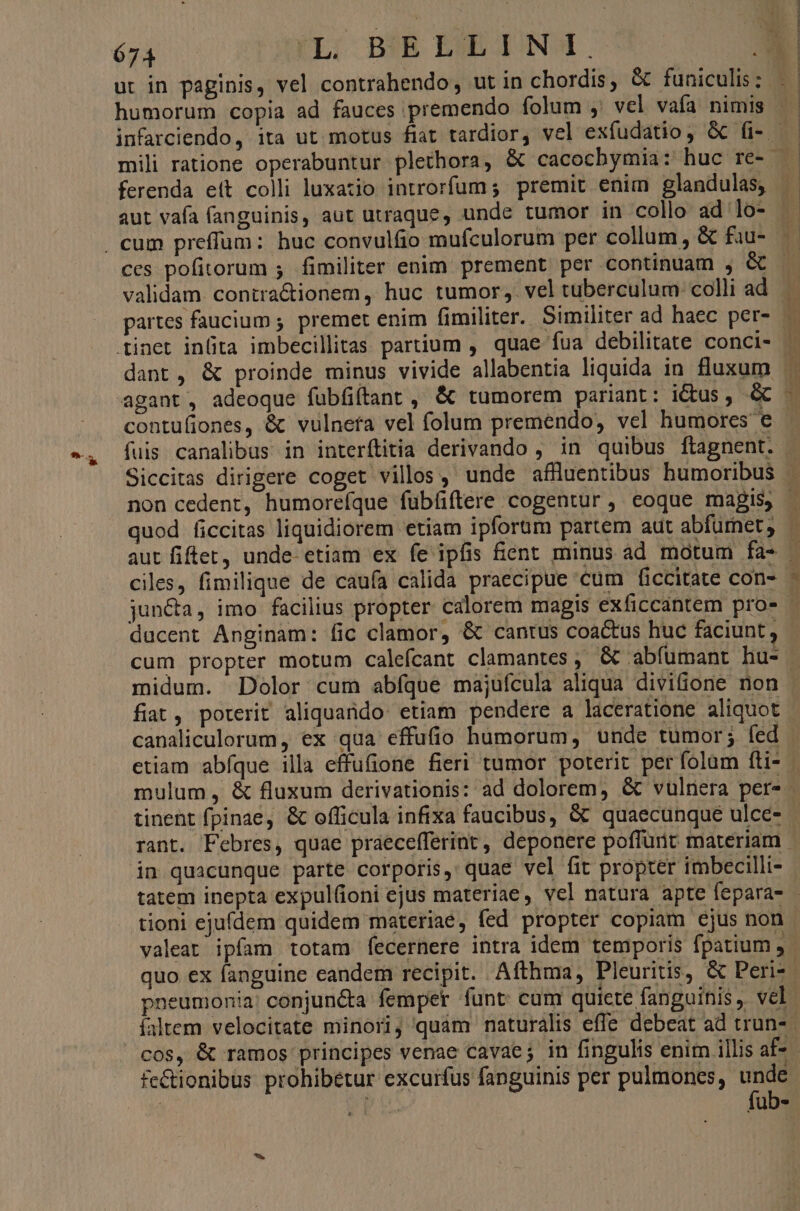 ' - ,; V—————À ferenda eft colli luxatio introrfum ; premit enim glandulas, aut vafa fanguinis, aut utraque, unde tumor in collo ad lo- validam. contra&ionem , huc tumor, vel tuberculum colli ad contufiones, & vulnefa vel folum premendo, vel humores e fuis canalibus in interftitia derivando , in quibus ftagnent. ducent Anginam: fic clamor, & cantus coactus huc faciunt, cum propter motum calefcant clamantes ; & abfumant hu- midum. Dolor cum abfque majufcula aliqua divifione non fiat, poterit aliquando: etiam pendere a laceratione aliquot tinent fpinae, & officula infixa faucibus, & quaecunque ulce- rant. Febres, quae praecefferint, deponere poffunt materiam in quacunque parte corporis, quae vel fit propter imbecilli- tioni ejufdem quidem materiae, fed propter copiam ejus non valeat ipfam totam fecernere intra idem temporis fpatium ; pneumonia conjuncta femper funt cum quiete fanguinis, vel fub-
