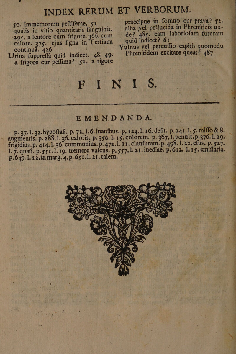 INDEX RERUM ET VERBORUM. $o. immemorum peftiferae, jt qualis in vitio quantitatis fanguinis. /295. a lentore cum frigore. 366. cum ? 455. calore. 375. ejus figna in lertiana quid Qd EE Pee js continuà. 426 ds Vulnus vel percuffio capitis quomodo Urina fuppreffa quid indicet. 48. 49. Phrenitidem excitare queat? 487 a frigore cur peffima? $1. a rigore FINIS alba ,vel pe*lucida in Phreniticis un- | EMENDAN D A. | | p. 37.1. 32. hypoftafi. p. 72. 1.6. inanibus. p. 124.1. 16. delit. p. 241.1. f. mifTo & 8. 1. 7. quafi. p. $5 1.1. 19. tremere valens. p. 557.1. 21. inediae. p. 612. I, 15. emiflaria. p.649. 1. 12. in marg. 4. p. 651.1. 21. talem. - TT WES PL