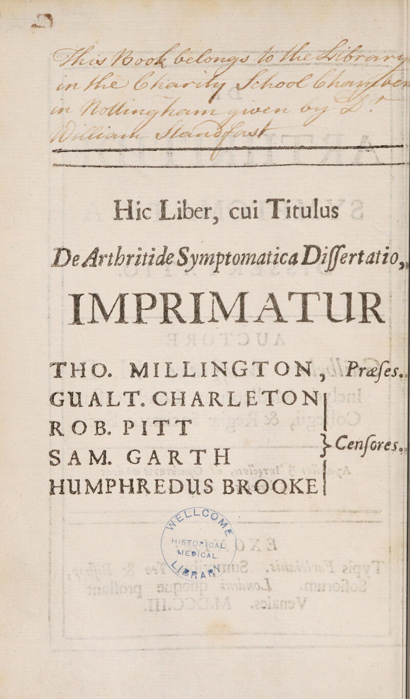 4‘V THO. MILLINGTON, Przfes. GU ALT. CHARLETON RGB, P ITT HUMPHREDUSBROQKE SAM. GARTH