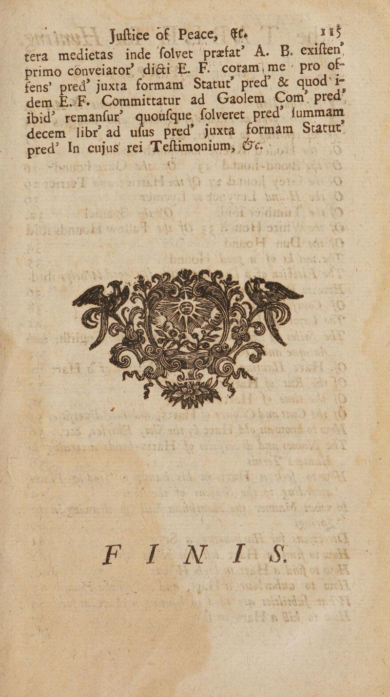 tera medietas inde folvet prefat? A. B. exiften’ primo conveiator’ didi E. F. coram) me pro of- fens’ pred’ juxta formam Statut’ pted’ & quod*i- dem:EoF. Committatur ad Gaolem Com’ pred’ {que folveret pred’ {ummam : ibid’. remanfur’ quou