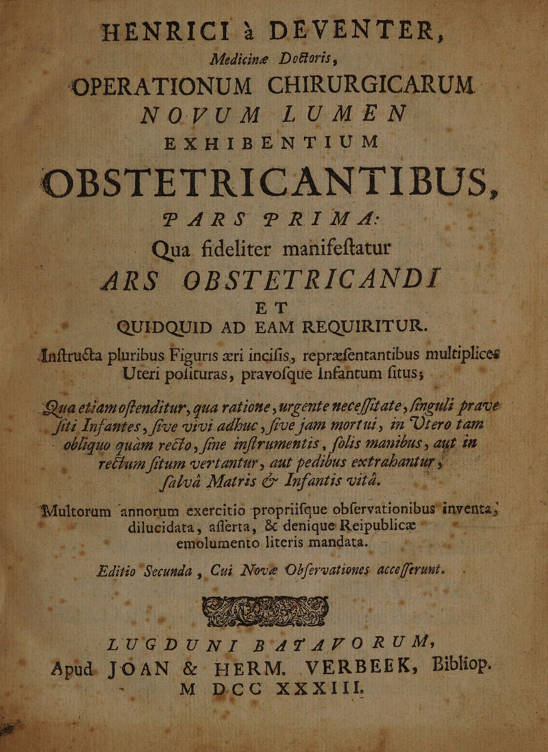 HENRICI à DEVENTER, Medicine. DoRoris R Nu o CHIRURGICARUM - EXHIBENTIUM | OBSTETRI CANT IBUS, PARS PRIMA .,.* Ne. . Editio Secunda , Cui Nove Dr alind accefferupi. — . Hire. . L v j ON LUN RT 2-24) 0 EU A Ns M Bec XXXIIL * e. Wc dris ad SUE hr PANC ANE LB LA (COVER Ao aste d di d (o0 c Qua. fideliter manifeftatur m ARS OBSTETRICANDI hab QUIDQUID AD EAM REQUIRITUR. afocia pluribus Figuris. dri incifis, reprafentantibus multiplices UM Y | Uteri polituras, pravofque infantum fitus... ^ — —— OL THER *. 80a etiam offenditur, qua vatiotte , urgente neceffitate ff fnetuli prete Él s fi Zi Jnfantes, ffe urvi adbuc , ffue jam mortui, im Üterotam — pO - ebliquo quam. re£to, ftne inflrumentis , folis manibus, aut dm mu t uds ee QUEM C rehun Tum vertantur , aut pedibus extrabanturs — dud nm SQ ufapoa Matris ev Infantis QI. UE i tiltoium - annorum exercitio propriifque cblervationibubeaniee LI T NN. GEO dilucidata, aflerta, óc denique Reipublice uc CL y) . EE p emolumento literis mandata. NIB TC P