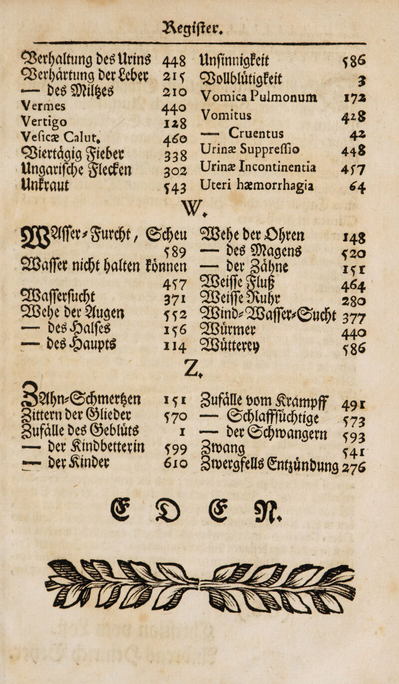 &egt|?er. Cßerhaltung beS Urins Verhärtung bec£cbec — be$ SDlilheti Vermes Vertigo Veficae Calnt, Viertägig giebec Ungarifche Jlecfcn Unlraut 448 211 aio 440 128 460 338 302 143 UnftnnigEeif Vollblütigfeit Vomica Pulmonum Vomitus — Cruentus Urins Suppreflio Urins Incontinentia Uteri hsmorrhagia 186 3 17* 428 42 448 4f7 *4 ^$ifee*$urchf, SGBafTec nicht halten SBaffetfucht 2Bel)e ber klugen — bes£mlfcs r— behaupt* • 1 Ssihn^ehmerlen gittern ber ©lieber gufälle beö ©eblütö — ber Äinbbetterin —■ ber^inber ©cheu 'sSBehe ber Öhren <*89 — be$ S07agcnö Ebnnen — ber gähne 417 VSeiffegluf 371 VSetfie Svuhr 512 Sßinb^ftfler^ucht 156 SCBürmer 114 SEBütterep Z, H8 *20 i?r 464 280 377 440 586 151 gufälle bom Krampf 49 r 570 — 0ch(atfFüd)ttge 573 1 — ber @chn>angern 593 199 groang 541 610 gwergfellö Sntjünbung 276 ® © @ 91.