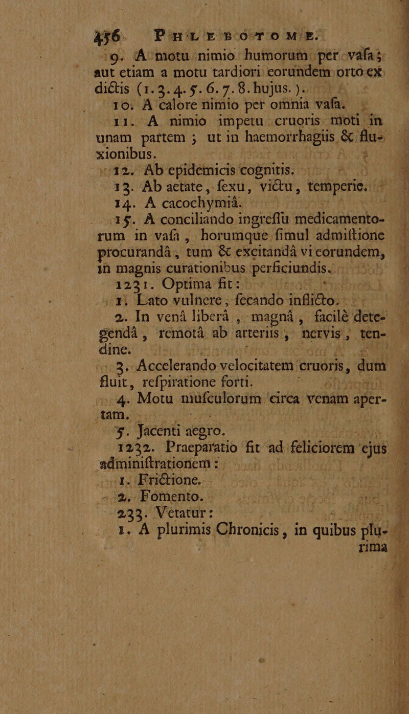 d PrurtLrs5oóToME aut etiam a motu tardiori eorundem orto ex: dictis (1.3.4.5.6.7.8.hujus.). 10: À calore nimio per omnia vafa. —. ^31. À nimio impetu cruoris moti in xionibus. | EACUS (412. Ab epidéimicis: cognitis. LA SS 33. Ab actate , fexu, victu, temporie, | 14. A cacochymiá. | rum in vafa, hor umque fi fimul admiftione procurandá , tum &amp; excitandá vi corandem, in magnis curationibus. perficiundis. riti! 1231. Optima fit: | 3. Lato vulnere ; fecando infido. - 2. In venà liberà , magná, facilé dete- gendà, remotà ab arteriis , nevis, ; Xen- dine. 5| | LS fiuit, refpiratione forti. 8 Ipede  Motu guifeutordin: eirca venam aper- dam. TUAM [ '*. Jacenti aegro. adminifítrationem :. 1. Fri&amp;tione.. 233. Vetatur: rima its c idis prre m EU MNT RE cA zo: ca - ERE NN ze TEN Rm ncc gm een, Sera ai, Pr