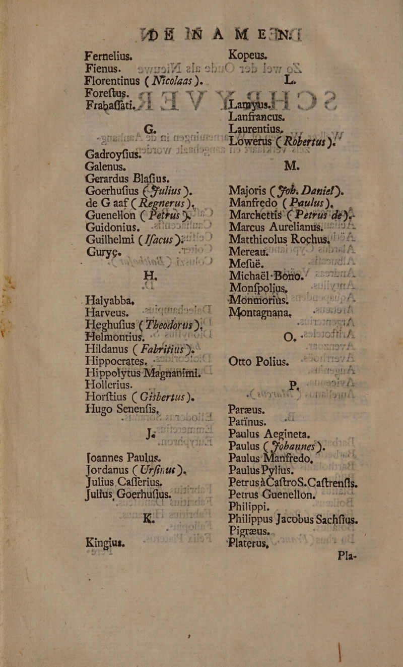 bm Bee ze Fernelius. Rd Florentinus ( Ví Si GadroyusP® Galenus. Gerardus Blafius. Goerhufius €Sulius ). de G aaf ( Regnerus), Guenellon C ph Alor Guidonius. -” Guilhelmi ( fd pe Guys. ai IGEL faë Harveus. Â Heghufius Crheadijus ) Helmontius. - ai Hildanus (Fabris) Hippocrates, „2200201: Hippolytus Midant. Hollerius. Horftius ( Gisbertus )e Hugo Senènfis, Jen ch foannes Paulus. Jordanus ( Urfin He Julius Cafferius. ii, Julius, Goerhufius, _ EL. KS Kingius. Tei 13 b/f 5 RCN L. Lanfrancus. Laurentius, gen BANS T % M. Majoris ( ob, Daniel &gt; Ae : Marchettis-( Petrus: ik Marcus Aurelianus, +2 is Maethicolus Rochus, Mereaur, (60010 slÂ À Mefuê. Ee EESTI £ Michaël-Boho.’ --==/ Monfpolius, „ll Zn Monmoriùs, “vd Montagnana, ben d si: Hij { eN d ed £ pd myke O s i ONEENS 53 © vensters Oro'Poïins; “Sorrst Parzeus. Patinus. Paulus Aegineta, Paulus ( Fohaunes). Paulus Manfredo, Paulus Pylius. « PetrusàCaftroS. Caftreafis Petrus Guenellon. + Philippi. Philippus Jacobus Sachftas Pigreeus. ‘Platerus, Pia-