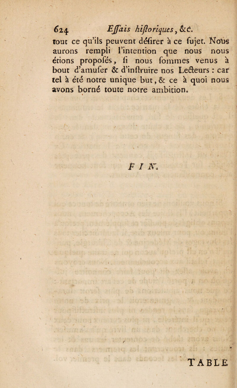 Effet is hiflo riques tout ce qu’ils peuvent débrer à ce fujet. No*ug aurons rempli l’intention que nous nous étions propofés. Il nous Tommes venus à bout d’amufer &amp; d’inftruire nos Leéteurs : car tel à été notre unique but, &amp; ce à quoi nous avons borné toute notre ambition» &lt; /■ 4 » ' TABLÉ