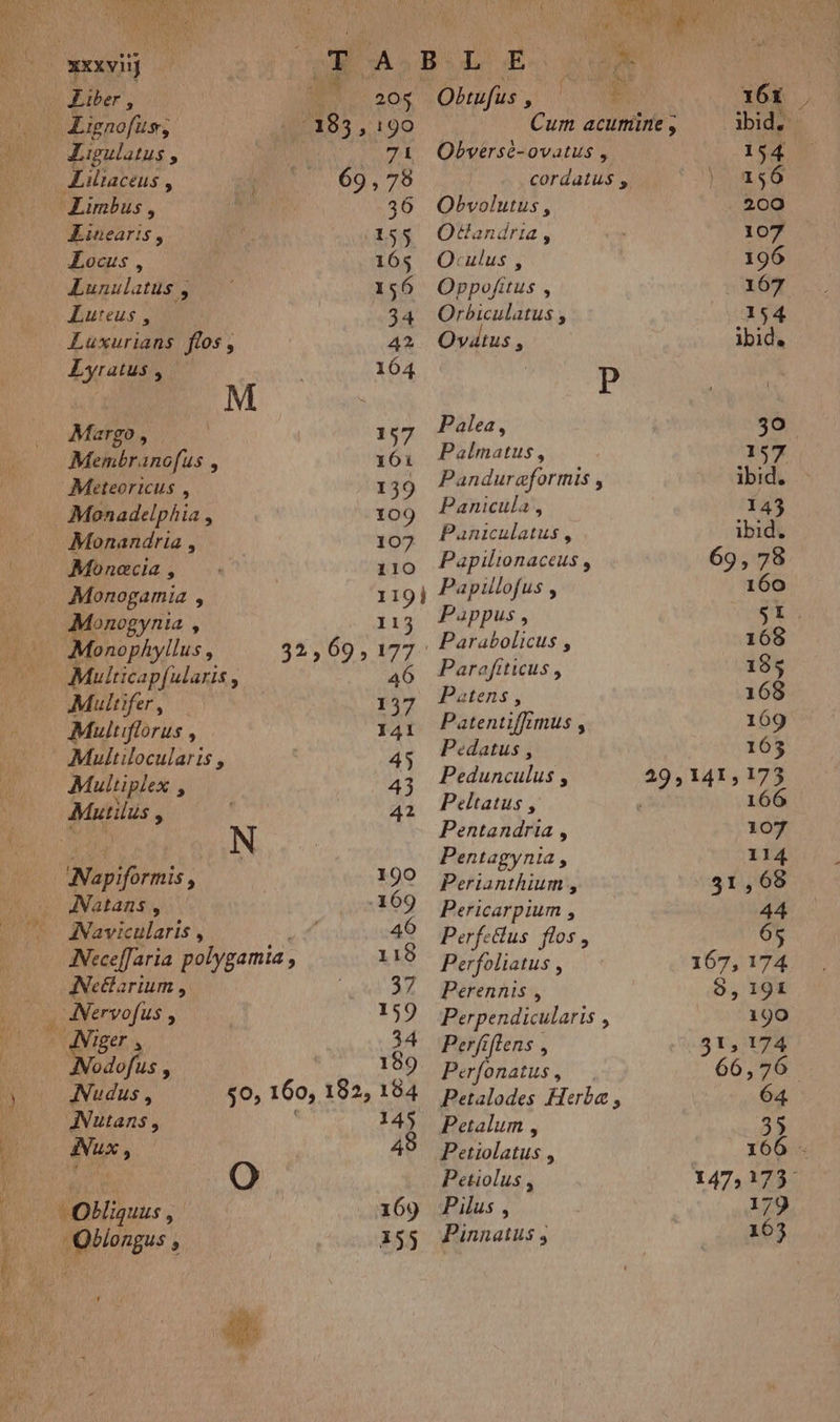 Fe XXXVIJ T A B:L' E Ji co Liber \ mn) 120s Obtufus sn F. 16€ Lignofus; | Me » 190 Cum acumine; ibid. UN Zigulatus, À 71 Obversè-ovatus, 154 _ Lilraceus, 69, 78 cordatus » | as6 Limbus, 36 Obvolutus, 200 Æinearis, (ESS Otfandria, 107 Zocus, 16$ Orculus, 196 Lunulatus , 156 Oppofitus, 167 Lureus , 34 Orbiculatus, 154 Luxurians flos, 42 Ovalus, ibid. Lyratus, M 104 | p Margo, | 157 Palea, 3% Membranofus , 161 Paelmatus, RS Meteoricus , 139 Panduræformis k ibid. Monadelphia , 109 Panicula, 143 Monandrie , 107 Paniculatus * ibid. Monaæcia , 110 Papilionaceus , 69, 78 \ Monogamia , 119} Papillofus , 160 % un K 113 Pappus, SE sn onophyllus, 32,69, 177. Parabolicus È 168 0 Mulricapfularis, 46 Parafiticus, 185 Mulrifer, 1 37 Patens, 168 Multiflorus , 141 Patentiffimus, 109 Multilocularis , 45 Pedatus, 103 ‘à Multiplex à 43 Pedunculus , 29, 141,173 Mutilus l | 42 Peltatus, 166 N N Pentandria , 107 Ÿ à Pentagynia, 114 Napifrmis, 199 Derianthium , 31,08 HAN Natans, 1109 Pericarpium , 44 Navicularis, 46 Perfetlus flos, 65 INecefaria polygamia. à 118 Perfoliaus 167, 174 Neéarium , 37 Perennis, 9, 1912 ne Nervofus, x Perpendicularis , 190 Fu OBS Perfiflens , 1, 174 l No ; 189 ul Te 72e ,76 , Nudus, 50, 160, 182,184 peralodes Herbe, 64 | Nurans, SR. L'imd ” ) IN: ns 48 Petiolatus : 166 ne O Petiolus, 147,173 1 * Obliquus , 169 Pilus, 179 | Oblongus ; 355 Pinnatus 163 U