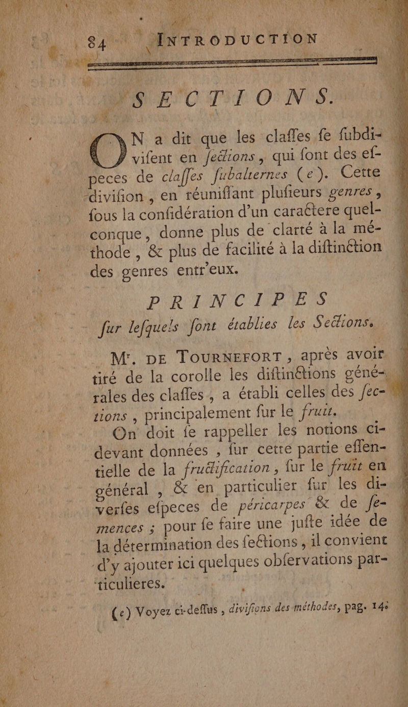 oY AAA PEU ANENE TEEN GE ET A “OT Mg 4 e\ on | SF 170 PATES OR PTT Pi PR CVEQU IN, RNA RS .. (480 - € x ù Pi 0 LUN EVENE | \ i ÿ ï REA LE NIUE RE CL pu EU x He f. ri + | Wu US VENT R O D U C T TON AT a ST RE UE RE D ARTS Le MIE PE NE DA EO DIT CONS x N a dit que les claffes fe fubdi- À + LA 7 vifent en /ecrons, qui font des ef- y Lpeces de claffes fubaliernes (Ce ). Cette divifion, en réuniflant plufieurs genres, {ous la confidération d’un caraétere quel- conque, donne plus de clarté à la mé- of | thode, & plus de facilité à la diftinction CE des genres entr'eux. | ATEN PROTAN VC EME S NUNON. - fur lefquels font établies Les Sections, 4 (M. DE ToURKNEFORT, après avoir tiré de la corolle les diftin@ions géné= M rales des clafles, a érabli celles! des fec= aa | sions, principalement fur le fruit. AP A On doit {e rappeller les notions Ci= Ducs devant données , fur cetre partie effen- Li W tielle de la fruétificatton , fur le fruit en 4 DAT pvenéral ; ôc en particulier fur les di-4 verfes efpeces de péricarpes” & de /e- a mences ; pour fe faire une jufte idée de ue la détermination des feétions , il convient (4 d'y ajouter ici quelques obfervations par- ‘ticuheres. * 26 ne (ce) Voyez ci-deffus , divifions des méthodes, pag, 140. LS Pose D és: