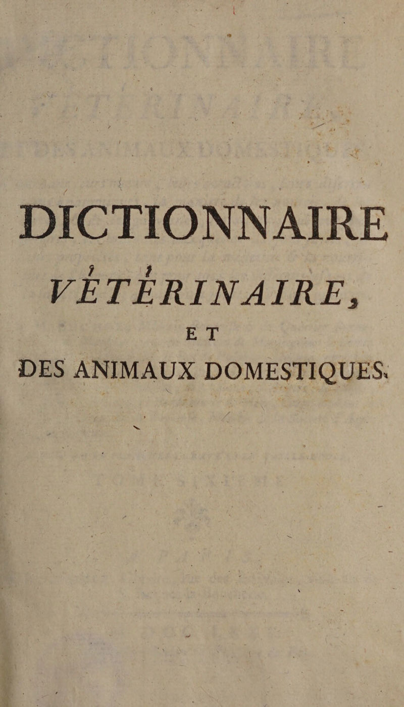 DICTIONNAIRE VÉTÉRINAIRE, ù ET DES ANIMAUX DOMESTIQUES.
