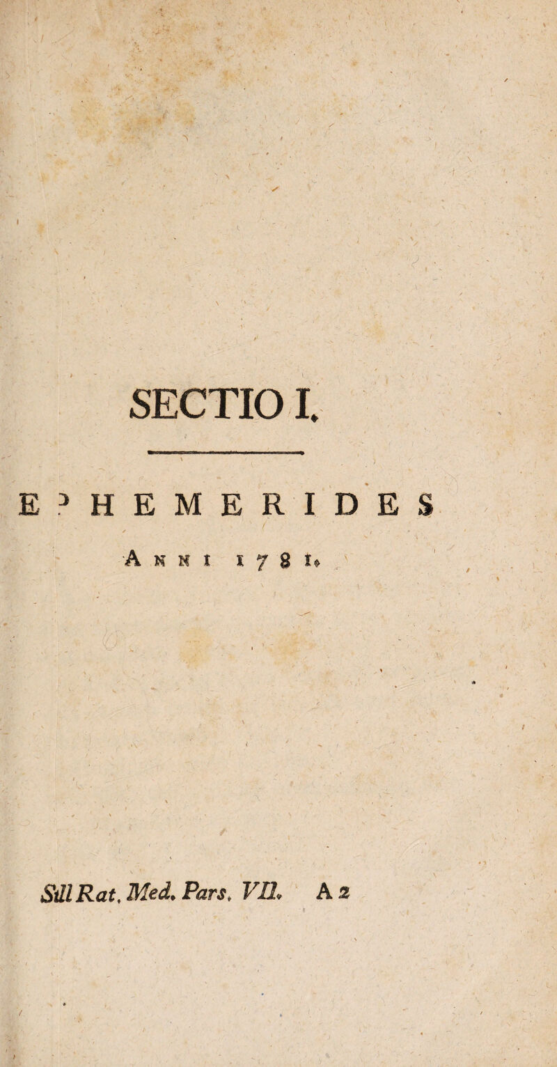 N • V SECTIO I. EPHEMERIDES Anni 178 StllRat. Med. Pars, VH, A 2