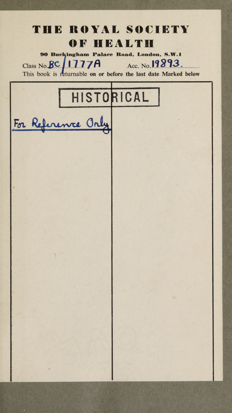 OF HEALTH 90 Buckingham Palace Road, London, S.H.l Class No Ji?' 7177 7f\ Acc. No. 11113, This book is returnable on or before the last date Marked below HI sm Fax ICAL