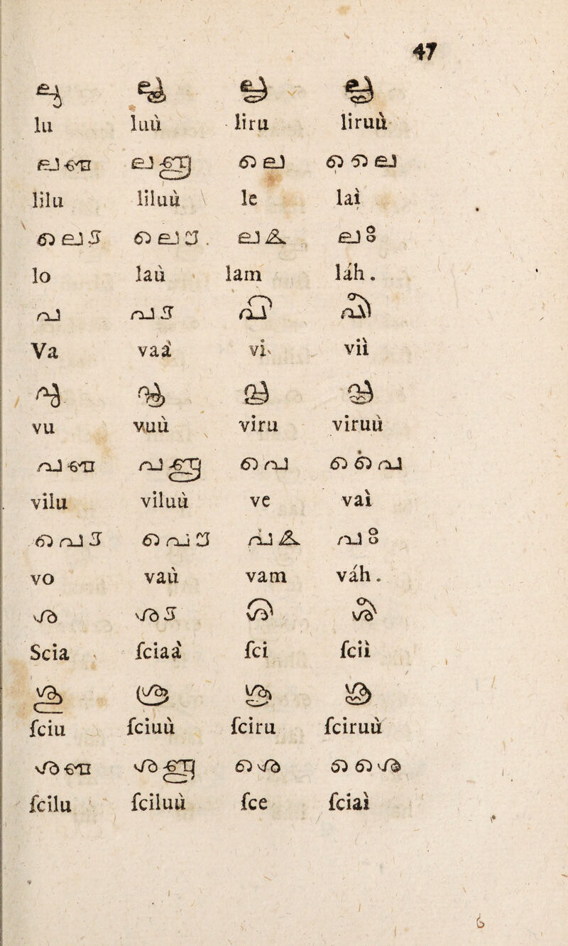 & & Iu luii ii r u lirini eJ ejggj 6^ eJ 6b 5^ ej lilu liluu \ le lai / eJ5 <£> eJ £J. £J K hJ S lo lau iam lah. nJ n J J7 o oJ nS\ Va vaal vi' vii oA vu vuii \ vim vir mi joJ -6^1 nJg 6^ nJ dD 6^ nJ vilu viluu ve vai e> nJ CJ riJ « o /ij o vo vau vana vah. 'fb ''/b 5 (f^ °\ Vo Scia fciaa fci fcii 1 m (3 fciu fciuu fciru fciruu v/d €13 6b \fb 6^ 6} ’ /b fcilu fciiuu fce fciai /