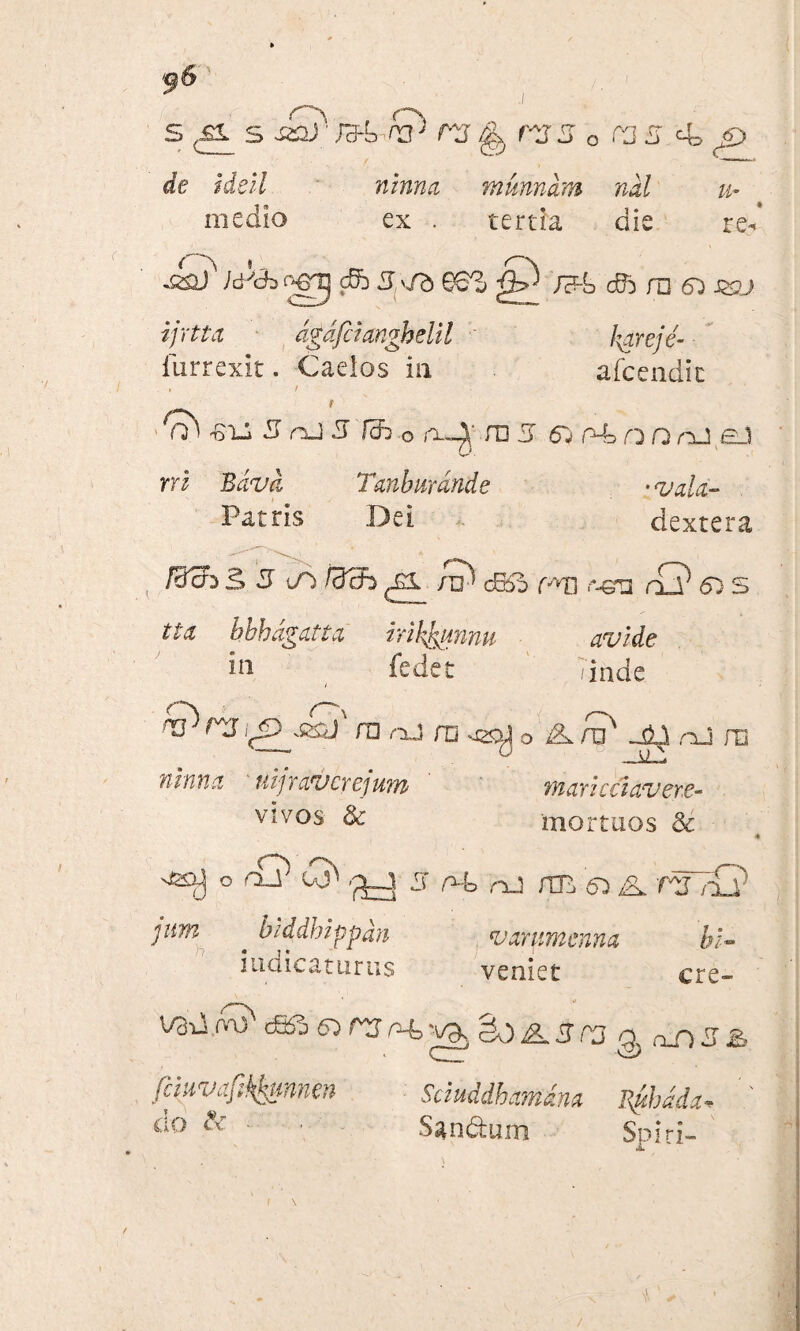 de ideil medio O . » ninnci murinam ndl u- ex . tertia die re** /d'cb ogj cSb 3.\fb QGZ S0 f?Jo cfo ro 6} s&j ij rtta agdfJangheli l furrexit. Cados in i • / l{areje- afcendic t rCi) 3 nJ 3 fcb 0 a>-X fD 5 6)P4nOnJ £J m Baw Tanburdnde -vala- Patris Dei dextera /Bcb B 5 'jO /dch (£X /n^ drf5 mn r-CT rx? 6; S hhbdgatta hih^unnu avide in ( fedet ?inde /*T*\ ^ ^]<P ro nJ ro -S2D^ o Kro' nJ ro nintui u ij yclv c y ej um maviccicvveve- VIVOS & 'mortuos & x££)J o O? ^ J 0-4 nJ /TB 6B A f^T/G1 jum ' blddhlppdn varumenna hi- indicaturus veniet ere- V3umJ' cfiS 55nA4go A3r3 a rxD3& femvafik^mnen Sciuddbamdm v^bida, ao ^ ■ ’ San&um Spiri-