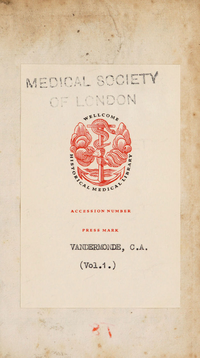 ACCESSION NVMBER PRESS MARK VANDERMDNDE, C.A. (Vol.1.)