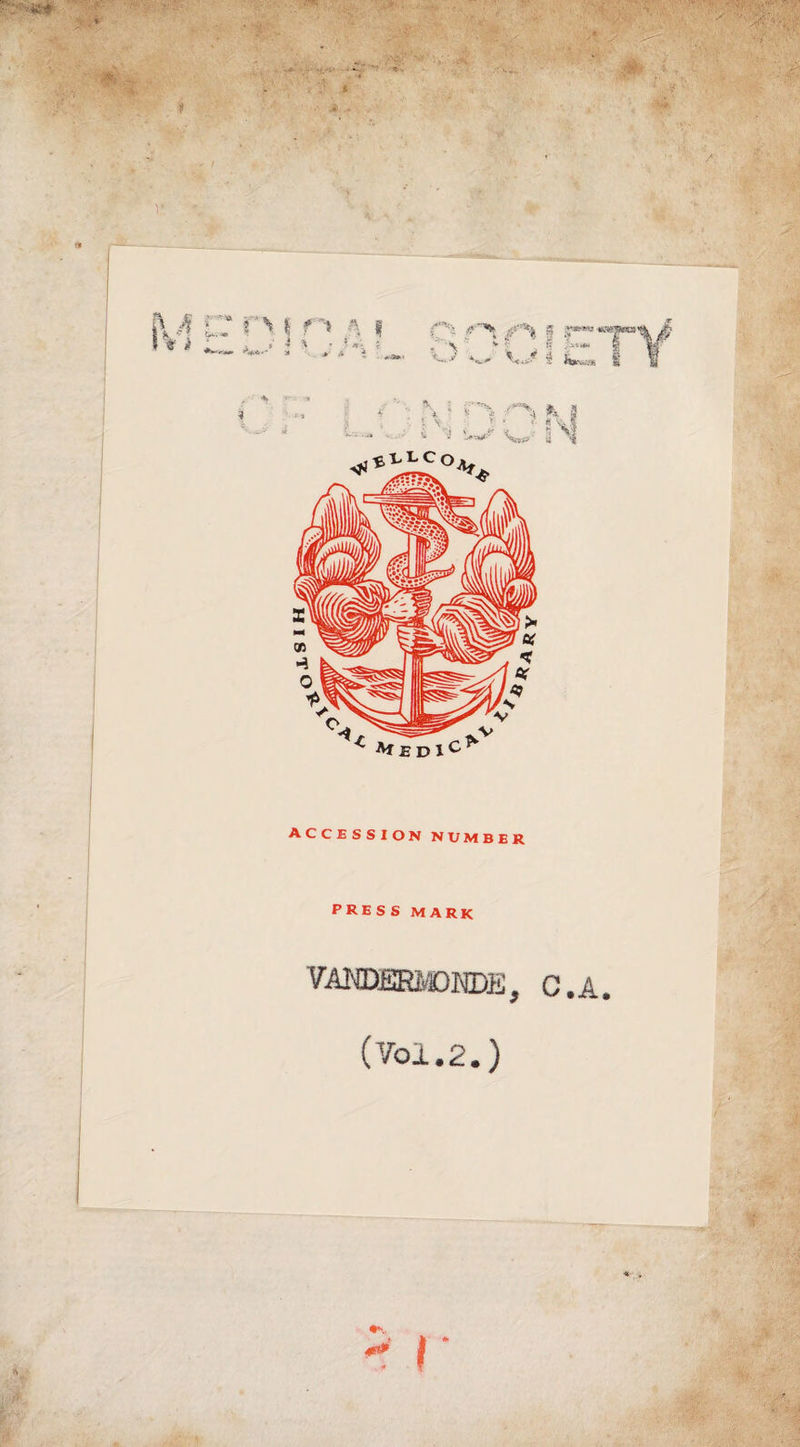 ACCESSION NVMBïR PRESS MARK VANDEEM)HDE, C.A. (Vol.2.)  I