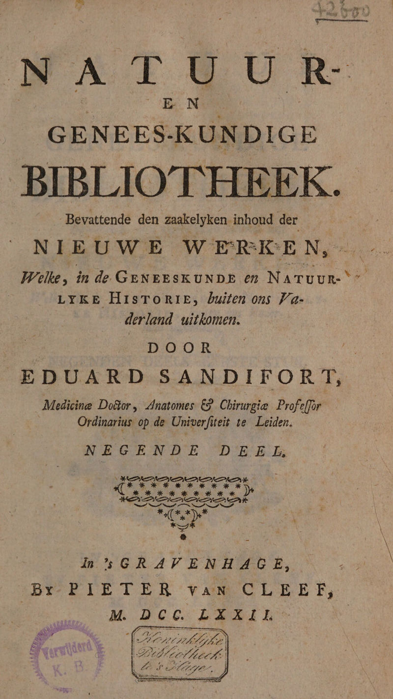 WATER R GENEES-KUNDIGE BIBLIO'T K. _Bevattende den zaakelyken. inhoud der NIEUWE WERKEN, Welke, in de GENEESKUNDE en Nartuw LYKE HisTORIE, buiten ons Va- derland uitkomen. DOOR EDUARD SANDIFORT, Medicine Doäor , Anatomes €$ Chirurgie Profeffor Ordinarius op de Univer teit ve Leiden, NEGENDE DEEL. In SCRAVENHAGE, - SBE PIETER vam CLEE FE, MDC RE (Acke 5 Gellik Ee S nt