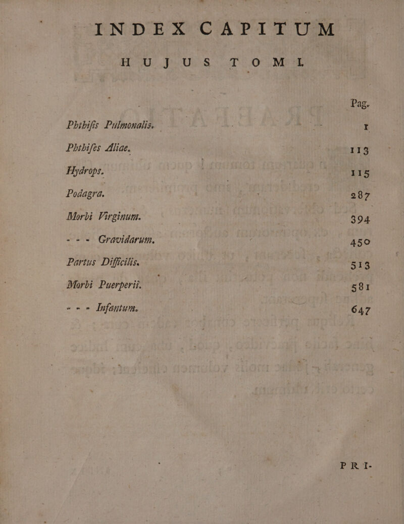 LS —-T HU. uU. Pbibifis Pulmonalis. Phibifes liae. Hydrops. Podagra. Morbi Virginum. --. Gravidarum. Partus Difficilis. Morbi Puerperii. —- c dufanum. T OM P R I-