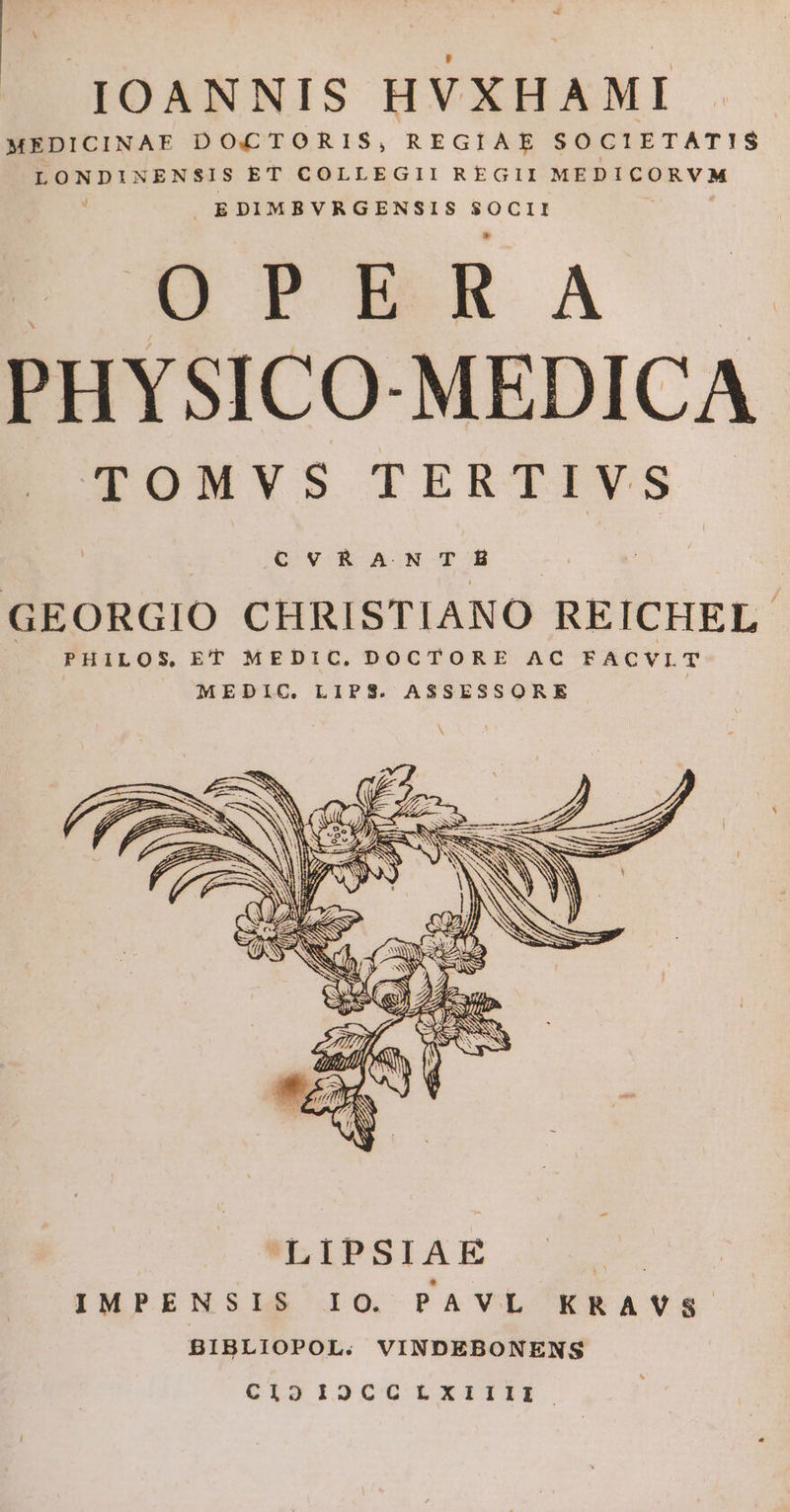 IOANNIS HVXHAMI MEDICINAE DOCTORIS, REGIAE SOCIETAT!IS — sedg isicuinde ET COLLEGII REGII MEDICORVM » EDIMBVRGENSIS SOCII 4 |QPERA s PHYSICO-MEDICA TOMVS TERTIVS EU OBUAON ON ON GEORGIO CHRISTIANO w— PHILOS, ET MEDIC. DOCTORE AC FACVLT MEDIC. LIPS. ASSESSORE LIPSIAE E ad IMPENSIS IO. PAVL KRAVS BIBLIOPOL. VINDEBONENS CLlo91I2CCLXIIII