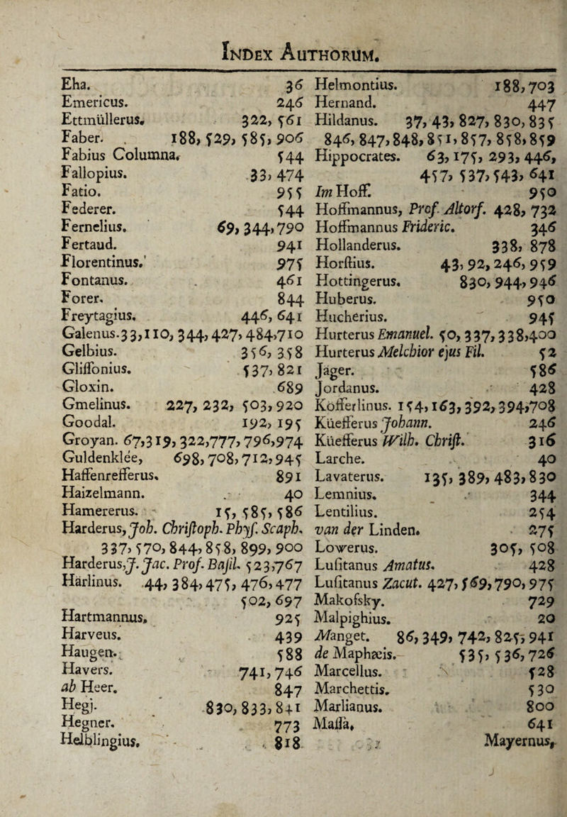 Eha. Emericus. Ettmiillerus. Faber. Fabius Columna. Fallopius. Fatio, Federer. Fernelius. Fertaud. Florentinus.' Fontanus. Forer. Freytagius, 36 246 322, 561 188, 181,906 544 33> 474 955 544 69,344» 790 941 975 461 844 44^? ^41 Galenus.33,110, 344,427,484)710 Gelbius. 35 6, 3 58 Gliffonius. ^ 537)821 Gloxin. .689 Gmelinus. 227, 232, 503,920 Goodal. 192, 195 Groyan. 67,319,322,777, 79^,974 Guldenklee, 698, 7°8? 712,945 HaffenrefFerus. 891 Haizelmann. 40 Hamererus. 15,585,586 Harderus, Joh. Cbriftopb. Phjf. Scaph. 337>570,844*858, 899, 9oo Harderus,J. Jac. Prof. 523 767 Harlinus. ,44, 384,47?, 476,477 Hartmannas, Harveus. Haugen. Havers. ab Heer. Hegj. Hegncr. Helblingius, <j02, 697 92i 439 588 74i>74<* 847 830,833)841 773 ■ 818 Helmontius. i88,7°3 Hernand. 447 Hildanus. 37,43> 827, 830,835 84^5 847* 848» 851? 857, 858,859 Hippocrates. 63,175,293,446» 457> 537)543, 641 Im Hoff. 950 Hoffmannus, Prcf. Altorf, 428, 732 Hoffm annus Frideric. 345 Hollanderus. 338, 878 Horftius. 43, 92,246, 959 Hottingerus, 830,944> 946 Huberus. 950 Hucherius. 945 Hurterus Emanuel. 50,3 37,3 3 8,400 Hurterus Melcbior ejus Fil. 52 Jager. 58« ordanus. : 428 Kofierlinus. 154,163, 392,394,708 Kiiefierus Johann. 246 Kueiferus IVilb* Chrift. 3X*> Larche. 40 Lavaterus. 135, 389, 483,830 Lemnius. 344 Lentibus. 254 van der Linden* • «75 LoMrerus. 305, 5°8 Lufitanus Amatus. 428 Lufitanus Zacut. 427,569,790,975 Makofsky. 729 Malpighius. 20 panget. 86,349, 742,8253 941 de Maphafis. 535, 536,726 Marcellus. 528 Marchettis. 530 Marlianus. 800 Malia* 64I  w ** 7: y J e. Mayernus,