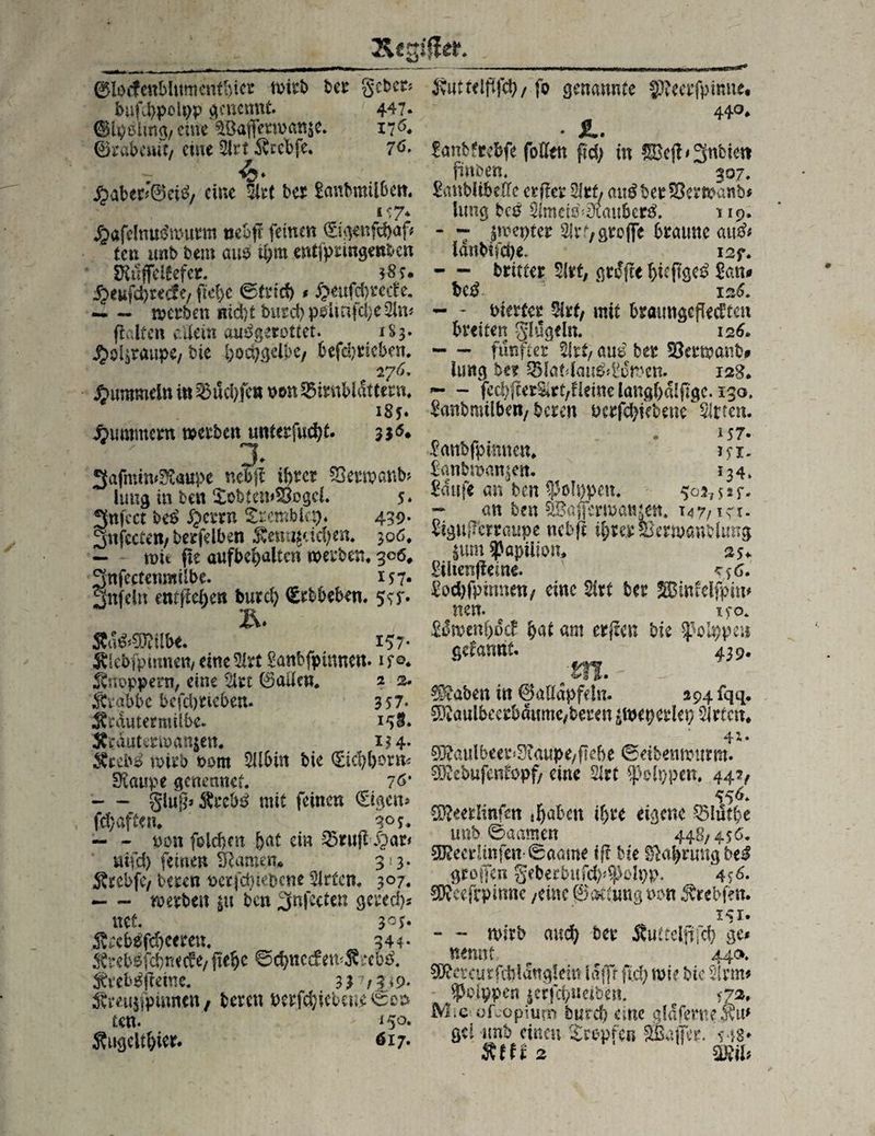 KepMet. ©loifcnbUmmifln« n>itt> bet gebet; £u:ttlfi|c!)/ fo genannte SNtttfpimit, bufifypotyp genemtt. 447. ©ipöltnoi/ etti« &Baffmpan$e. i0. ©rabeiut, eine 3irt ^veebfe* 7<>* 4- ^abeefeetb/ eine eiet bet £anbmil6ett. jQafelnu&inirm »cbff feinen ©genfcfyaft ten imb bem aus tl;m etttfprmgenben IKufTcieefcr. j?eufd)recfe/ fte^c ©trief) * £eufd)retf e. — — n>crbett nid)t burd>pdir?fci)e2ln« palten adein autfgerottet. ^ xSj. J^olpaupe/ hie hodjgcibe, bcfdjricben. rjCu ftummein in SJiichfe* pon ^irubidttern. i8f. Hummern nahen unterfingt. n6* £.. 440, Safmtm^aupe nebp ihrer S3em>anb> hmg in beit $obtcit*!&>gef. 5. 3nfcct be£ 5? cm* Srembiet). 439- 3njcceen, berfeiben $nwää)m. 506. — mit pe aufbehaltcn werben. 306, Snfecternnilbe. 157. 3nfeln entfiele» burd) (Srbbebrn. 557. Äd&SMbe. ^ 157* Älebfpmnett,einest Sanbfpumen. ifQ. Knoppern, eine Sirt 0ailen. 2 2. Ärabbe befdjrieben. 357. jfcdutermilbc- 3Cidutmpan$en. i?4« $tebt> wirb Pont 5Ubin hk Eichhorn* Staupe gcnettnet. 76* -§lug*$rcb0 mit feinen (Eigen* fd)afte». 305. — - pon folcbm bat ein 25ruffc#ar* nifd) feinen tarnen* 313. ^ifebfC/ beren perfdbkbene Sirfcn. 307. -werben $u bat 3fnfcctett gered)* net. 30 j. Äecb$fd)cercu. 344. S&ebäfcbnecfy fte^c 0d)uccfewÄrebtf. $t’eb#etne. 3$?/£i9« ^vivujfpinnen/ bereu Perfihicbeureos ten. f5°* ^ugeithier. 017. Sanbfrebfe foCCen fid> in $Bep*3nbiett finben. 307. Sanblibeflfe erper Slrf, autfberSSertpanb* hmg baj Simeis^aubcrtf. 119» - ~ Swepter Sh^/groffc braune au& Idnbifcfyc. 12f* — britter litt, grafte hiepgetf San« bC0- ‘ 126. - - Piertcr Stet, mit brömtgcpedtcu breiten glugeln. 126. -fünfter Sirt, au0 ber Söertpanb# lung ha ^HaMau&Somen. 128. — - fcchper&irt/f leine langhdlftgc. 130, Sanbmtlben/ beren Pcrfdjiebene Sitten. „ „ . 157. Sawbfpmtten. in. Sanbtpan^ett* 134» Saufe an ben $ßh)peit. $027527. - an ben SBafifcripatuett. 147,171. SiguPcrraupe nebp ihrer Skrwanbtag $um ipapüion, z$\ SiltenPeine. *56. Sodjfpinnen/ eine Sirt ber SBmfelfpim neu. 150. S^menhdcf hat am erpen bie ^olppen geformt. 439- b f. Staben in (palidpfeln. 294 fqq. 0ftaulbeerbdumc,beren ^peperlep Sitten. 4*- ^aulbeer^iaupe/pebe ©etbempurm. 03iebufentopf/ eine Stet spelppen. 442, jpaben ihre eigene QMathe unb ©aamen 448,456. SD?eerlinfen-0aame «p tue Nahrung htß großen gebei*bufd)^oipp. 45^ SDv'eefrpimic /eine ©tötung pon Srebfen. 151. — mxh auch ^r Äutteipfch ge* nennt.. 440. 0)?crcurfitidng!ent Idjft fi.d) nk hie Sinn# ^olppen |erfch«eiben. 572. Mic üfuopiurn burd) eine gldferneÄiu gei unb einen Tropfer» SBajfer. 548» Äfft 2 mu