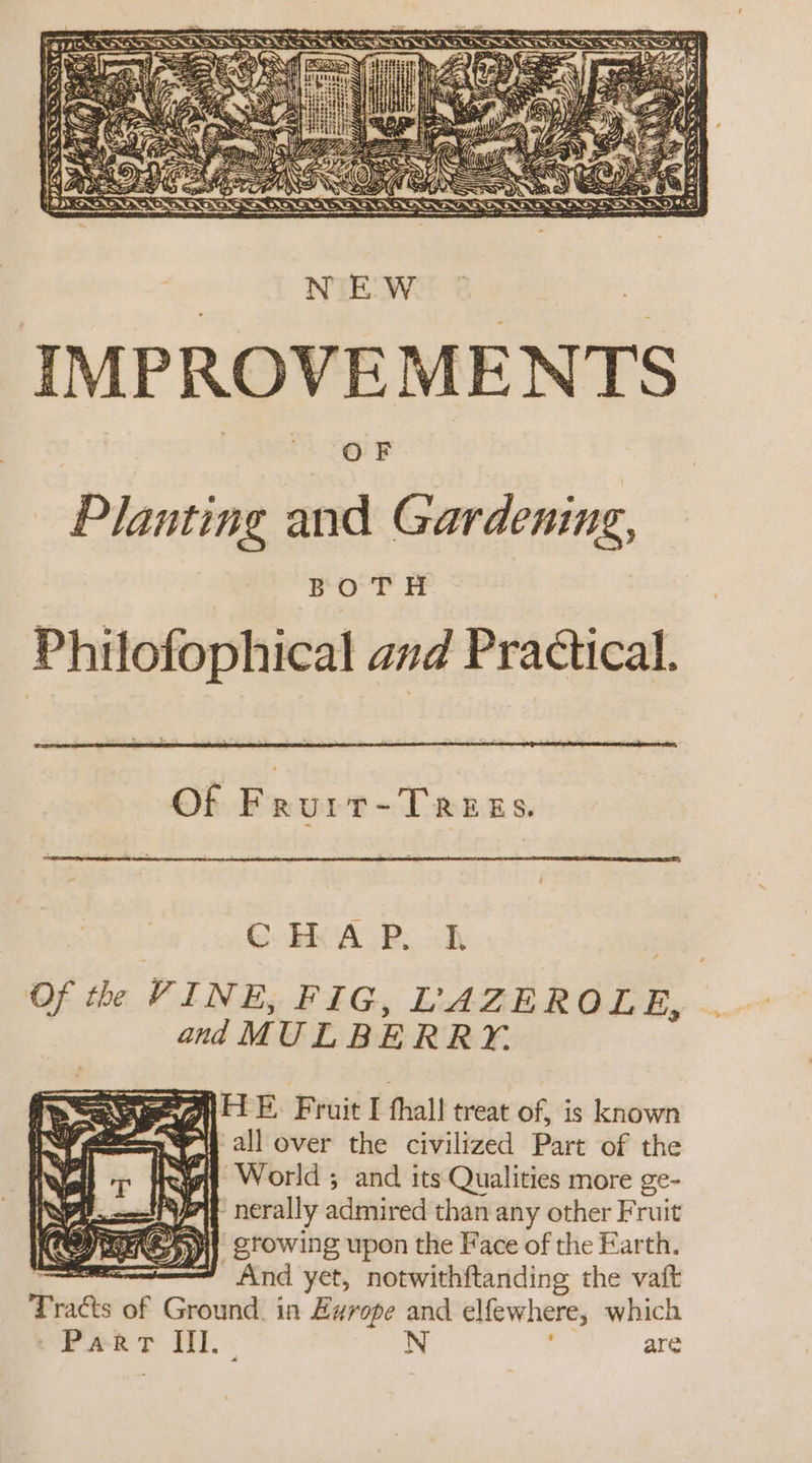 IMPROVEMENTS Planting and Gardening, Philofophical and Practical. Of Frurr-Trees. G. HWA Poh Of the VINE, FIG, LAZEROLE, and MULBERRY. eon tt E. Fruit I thal! treat of, is known ‘all over the civilized Part of the “World ; and its Qualities more ge- -nerally admired than any other Fruit } growing upon the Face of the Earth. : And yet, notwithftanding the vat Tratts of Ground. in Europe and elfewhere, which eae tT Ii. - N are