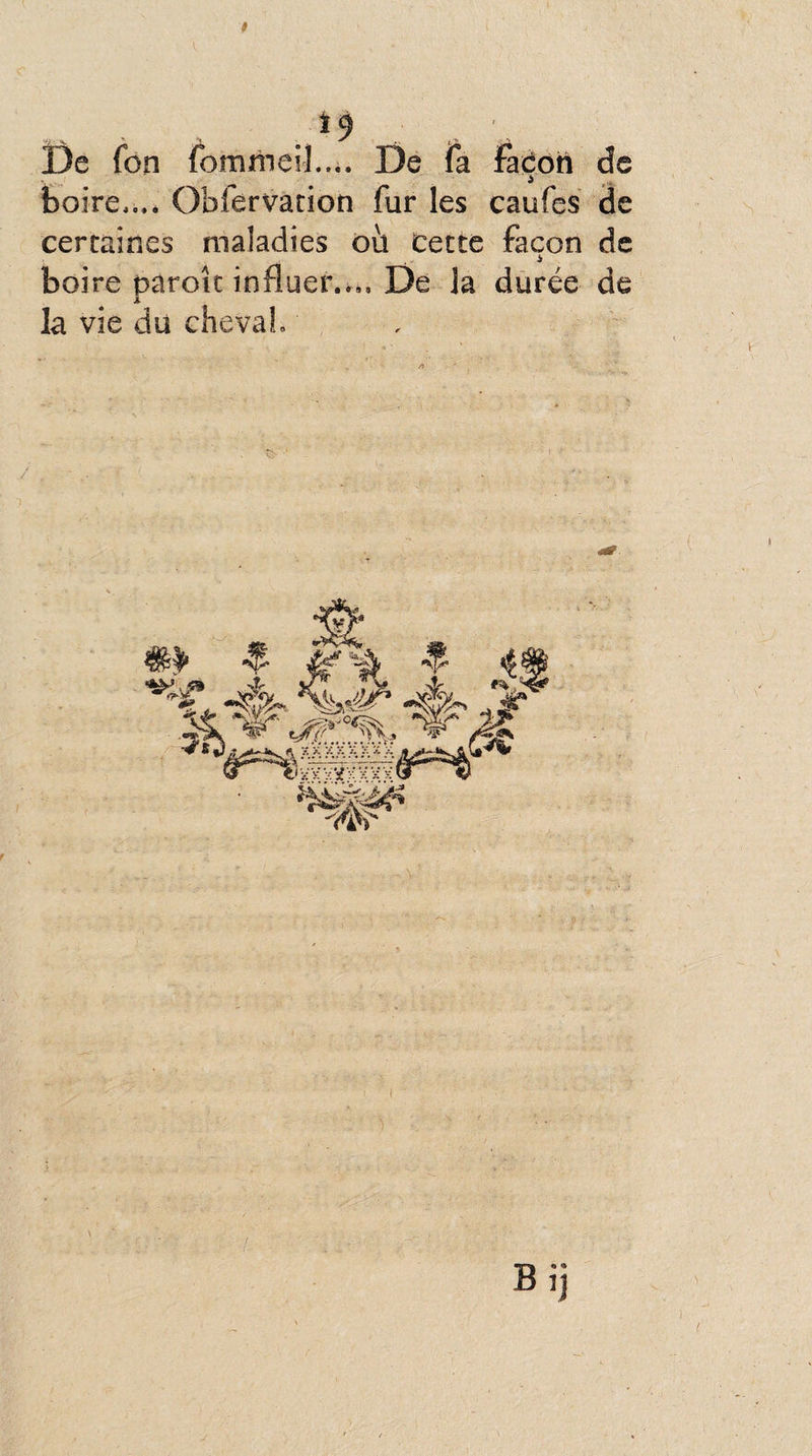 .O .. .. « De Ton fommeil.... De fa Façon de i boire,.,* OMervation fur les caufes de certaines maladies 011 Cette façon de boire parole influer..,. De la durée de x la vie du cheval
